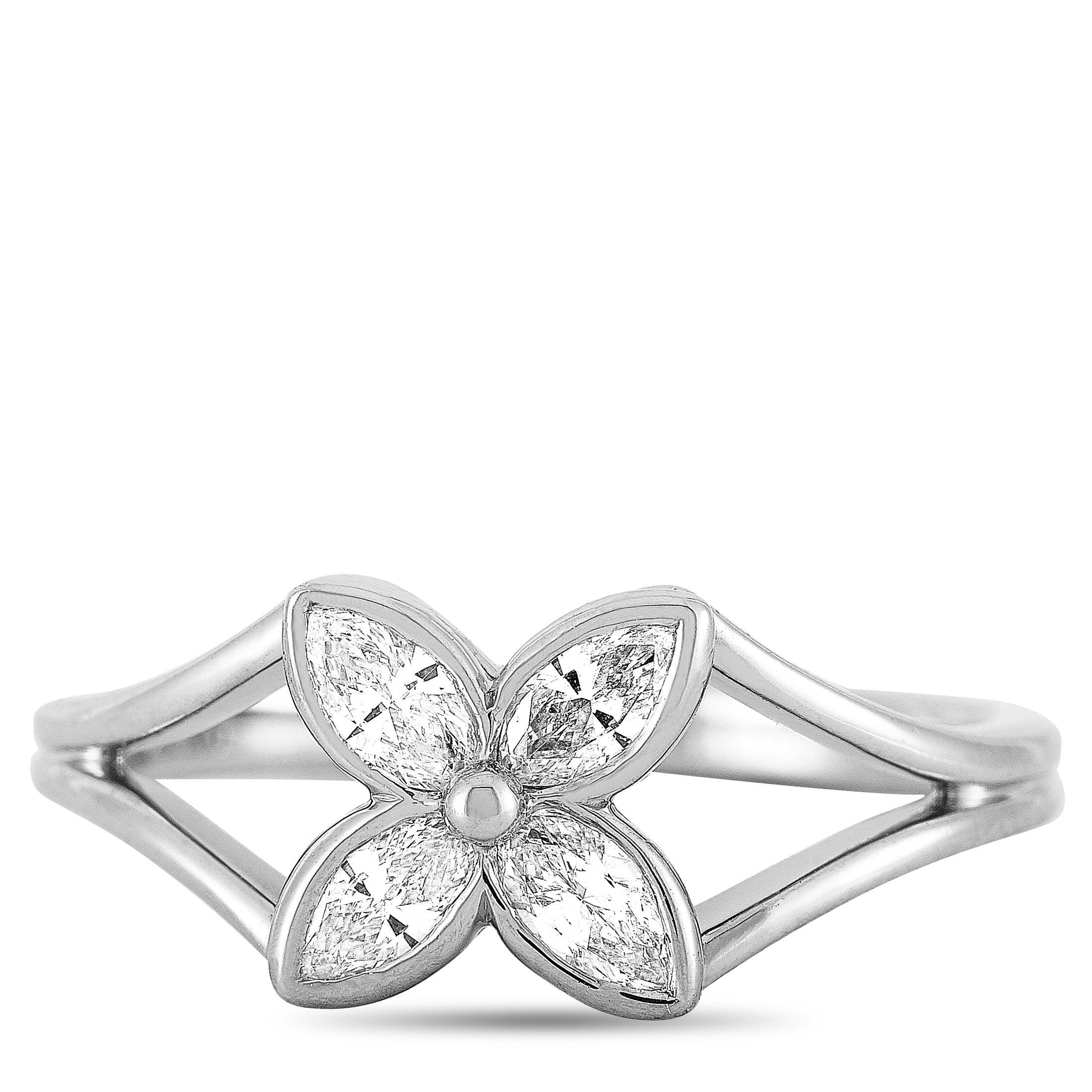 Tiffany & Co. Victoria Platinum and 0.40 Carat Diamond Small Flower Ring In Excellent Condition In Southampton, PA
