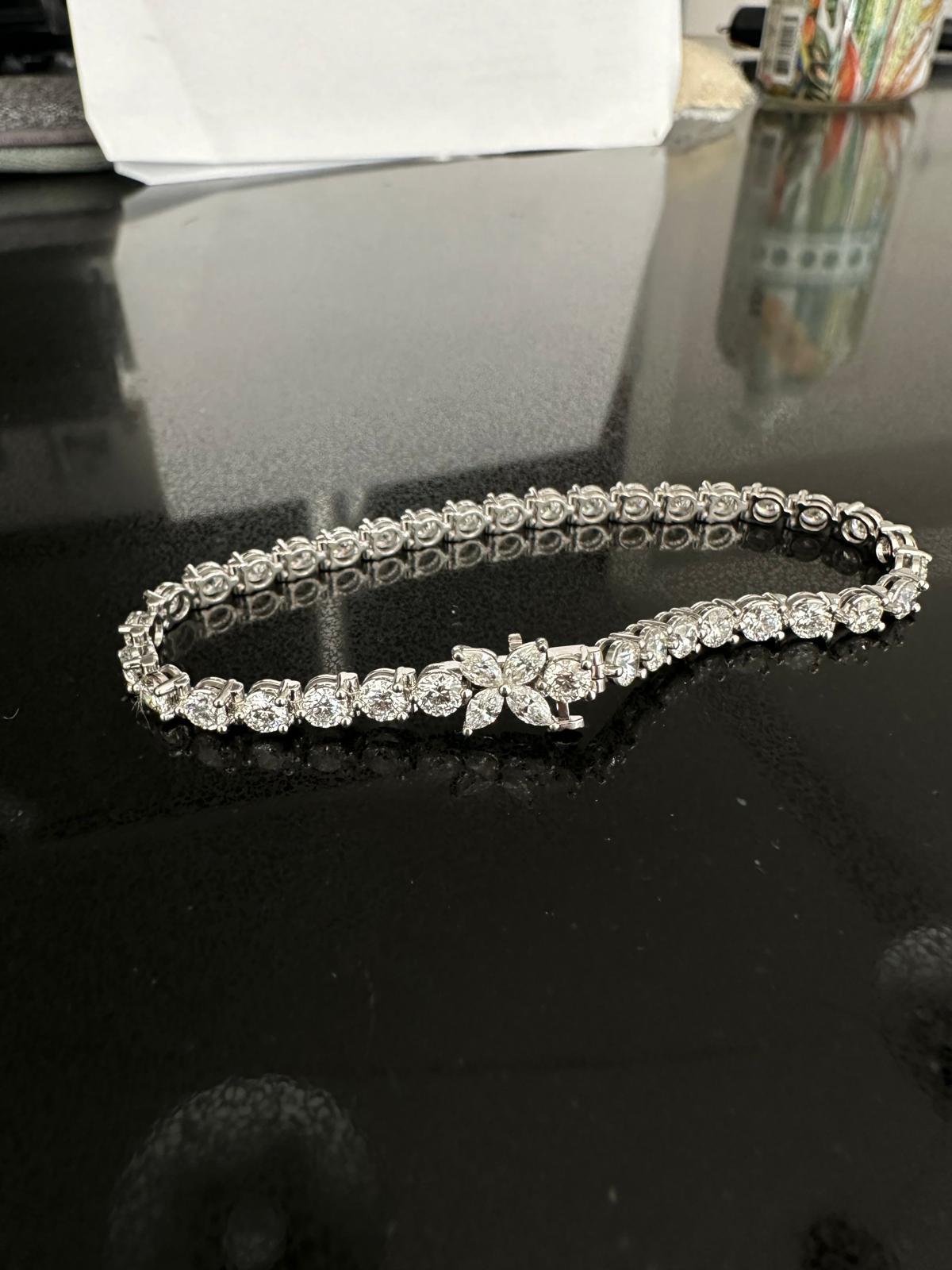 Tiffany Co Victoria Platinum Diamond Bracelet 7 inch For Sale 2