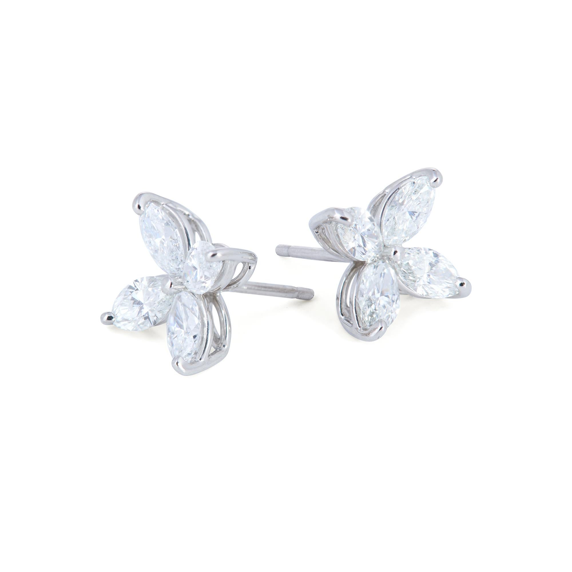 Marquise Cut Tiffany & Co. Victoria Platinum Diamond Earrings, Large