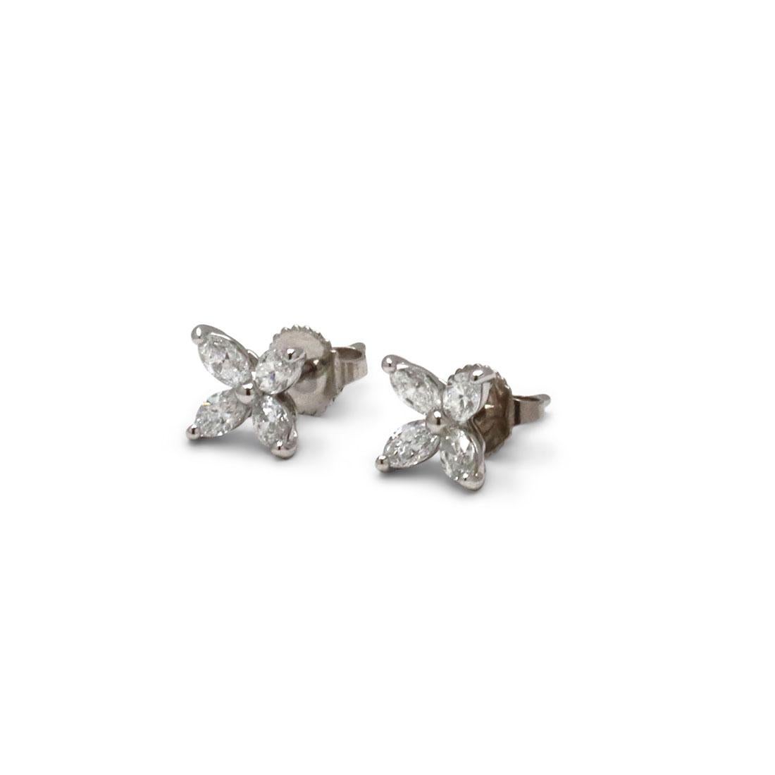 Tiffany and Co. Victoria Platinum Diamond Earrings, Medium at 1stDibs