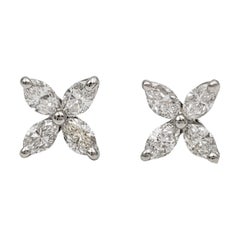 Tiffany & Co. 'Victoria' Platinum Diamond Earrings, Size Mini