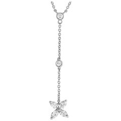 Tiffany & Co. Victoria Platinum Diamond Flower Pendant Chain Necklace