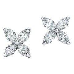 Tiffany & Co. Victoria Platinum Diamond Medium Stud Earrings 0.92 Carat