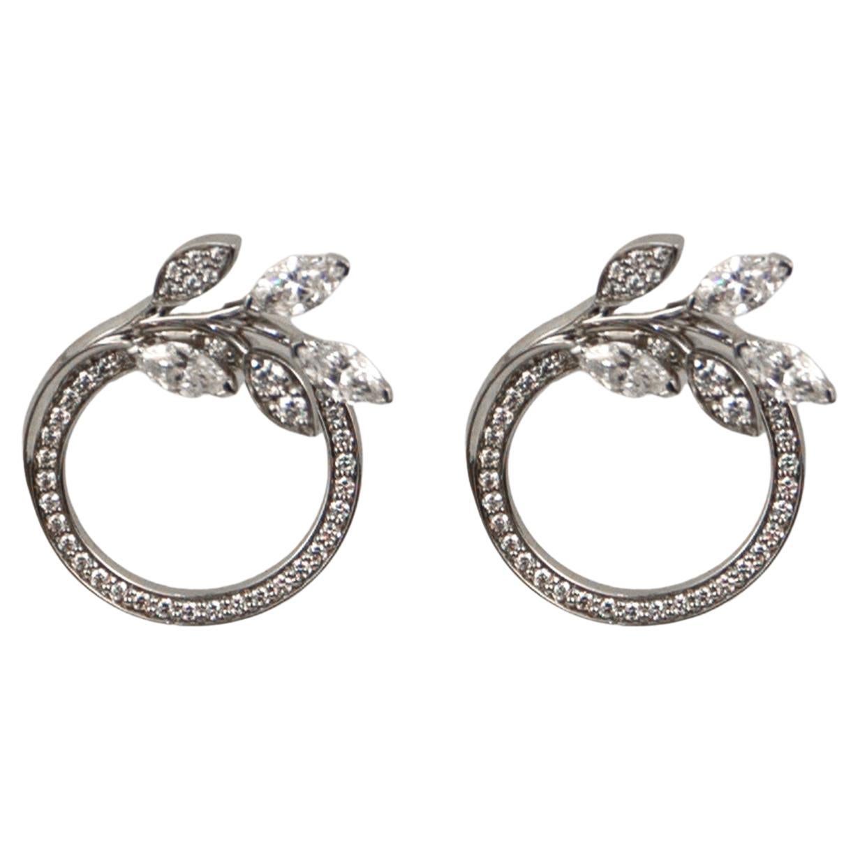 Tiffany & Co. "Victoria" Platinum Diamond Vine Circle Earrings