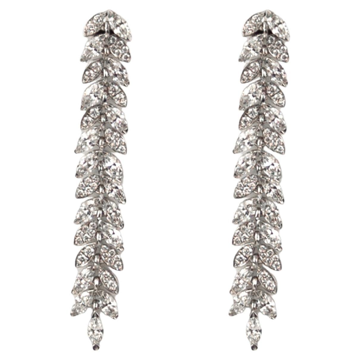 Tiffany & Co. "Victoria" Platinum Diamond Vine Earrings For Sale