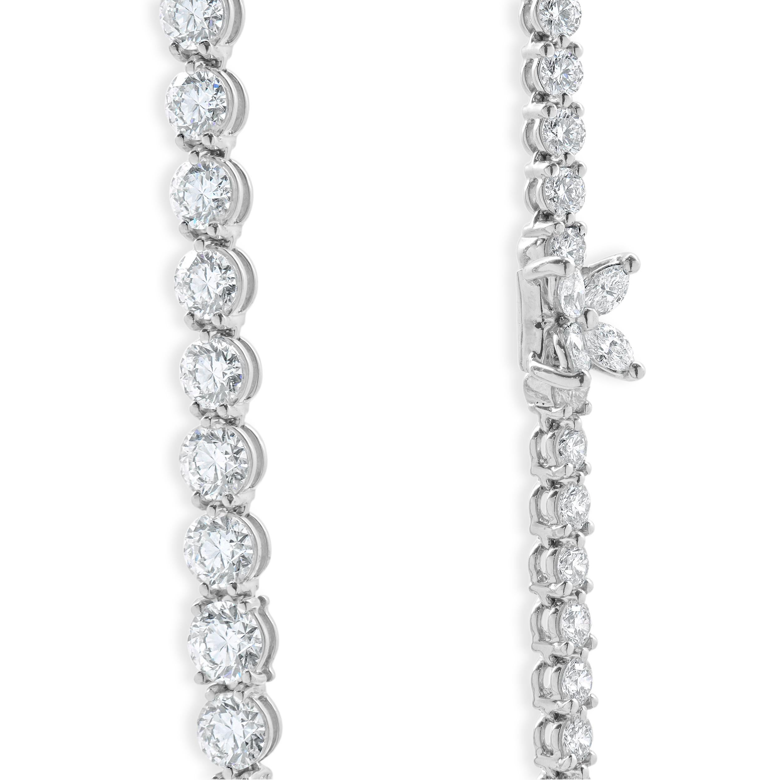 Mixed Cut Tiffany & Co. Victoria Platinum Graduated Line Diamond Necklace For Sale