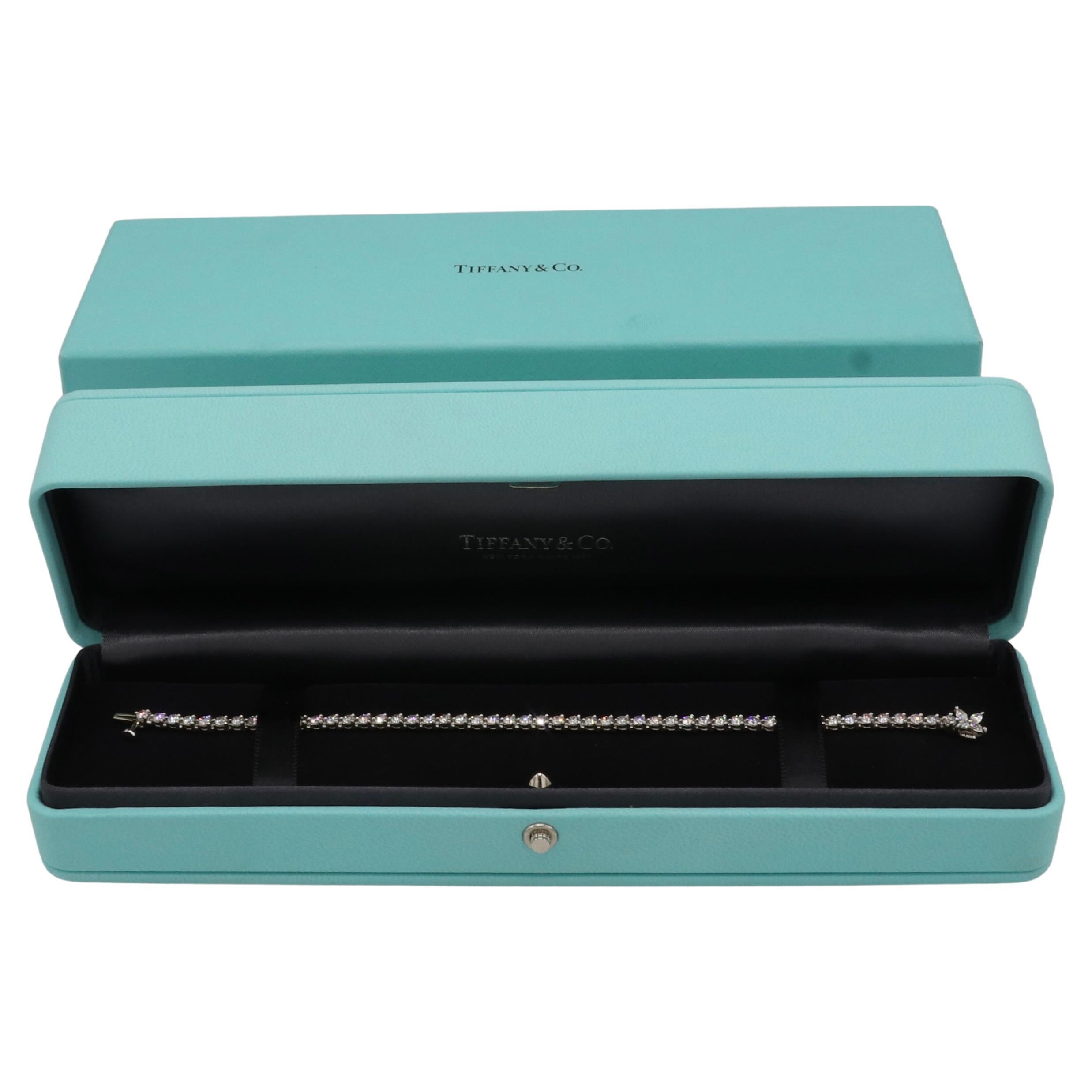 Women's or Men's Tiffany & Co. Victoria Platinum Natural 2.90 Carat Tennis Line Bracelet