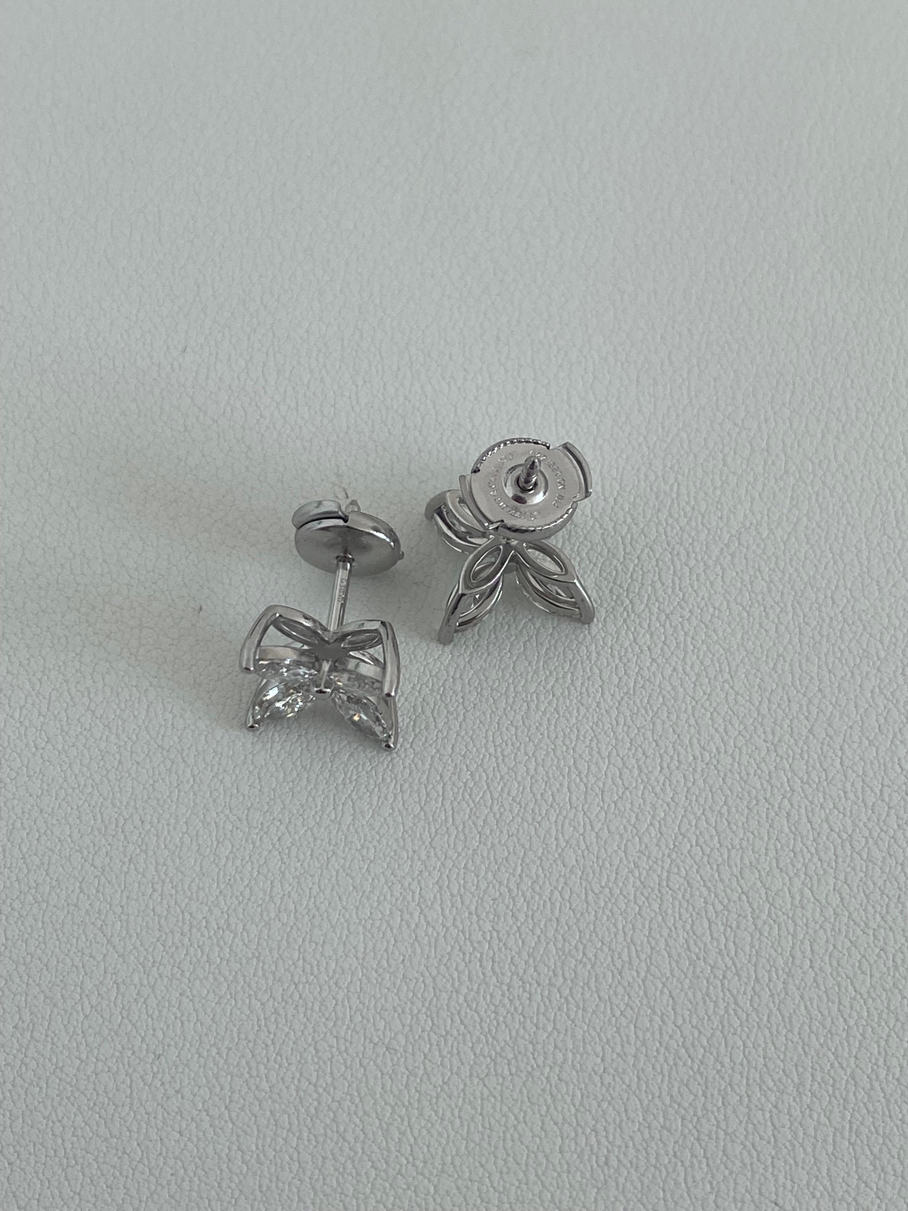 Taille Marquise Tiffany & Co Victoria boucles d'oreilles miniatures en platine avec diamants  en vente
