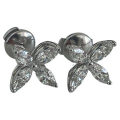 Tiffany Co Victoria platinum with diamonds mini studs earrings