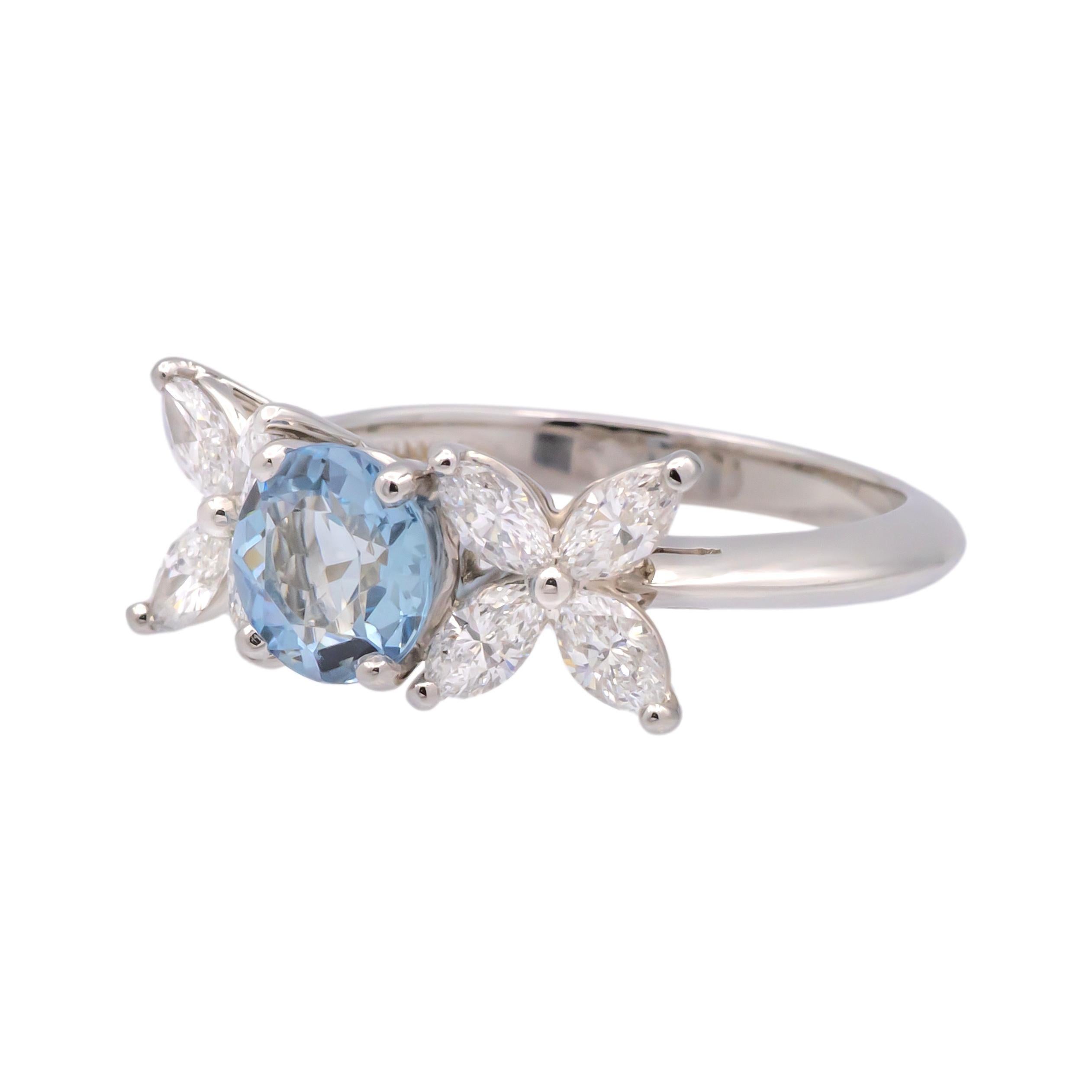 Tiffany & Co. Bague Victoria, aigue-marine et diamants marquises de 2 carats au total 2