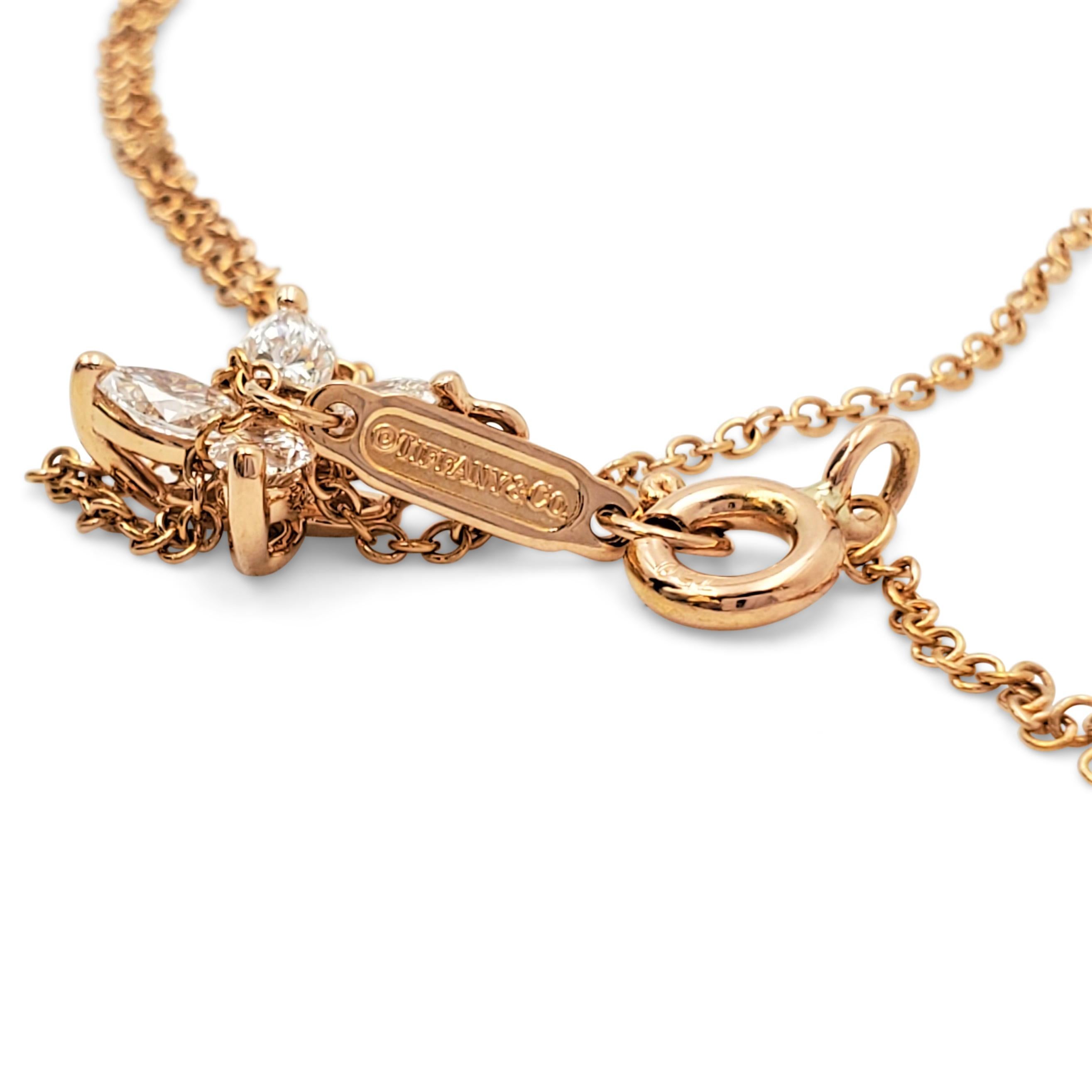 Marquise Cut Tiffany & Co. 'Victoria' Rose Gold and Diamond Pendant Necklace