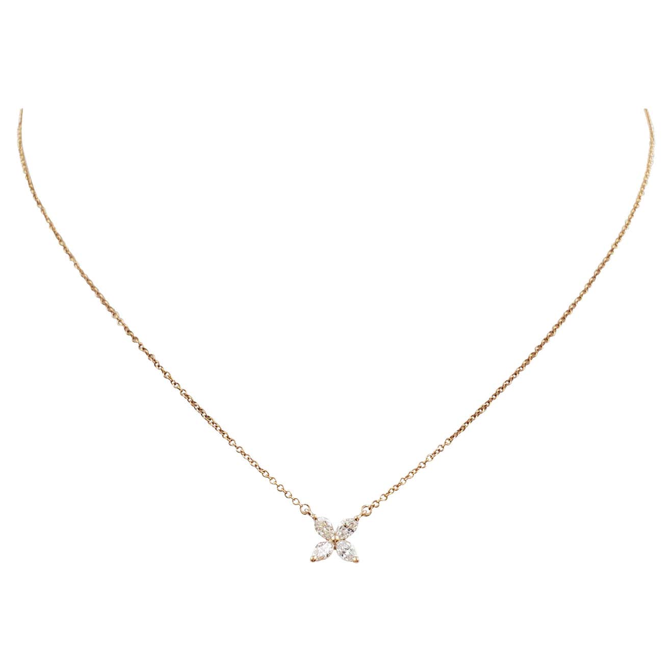 Tiffany and Co. 'Victoria' Rose Gold and Diamond Pendant Necklace at ...
