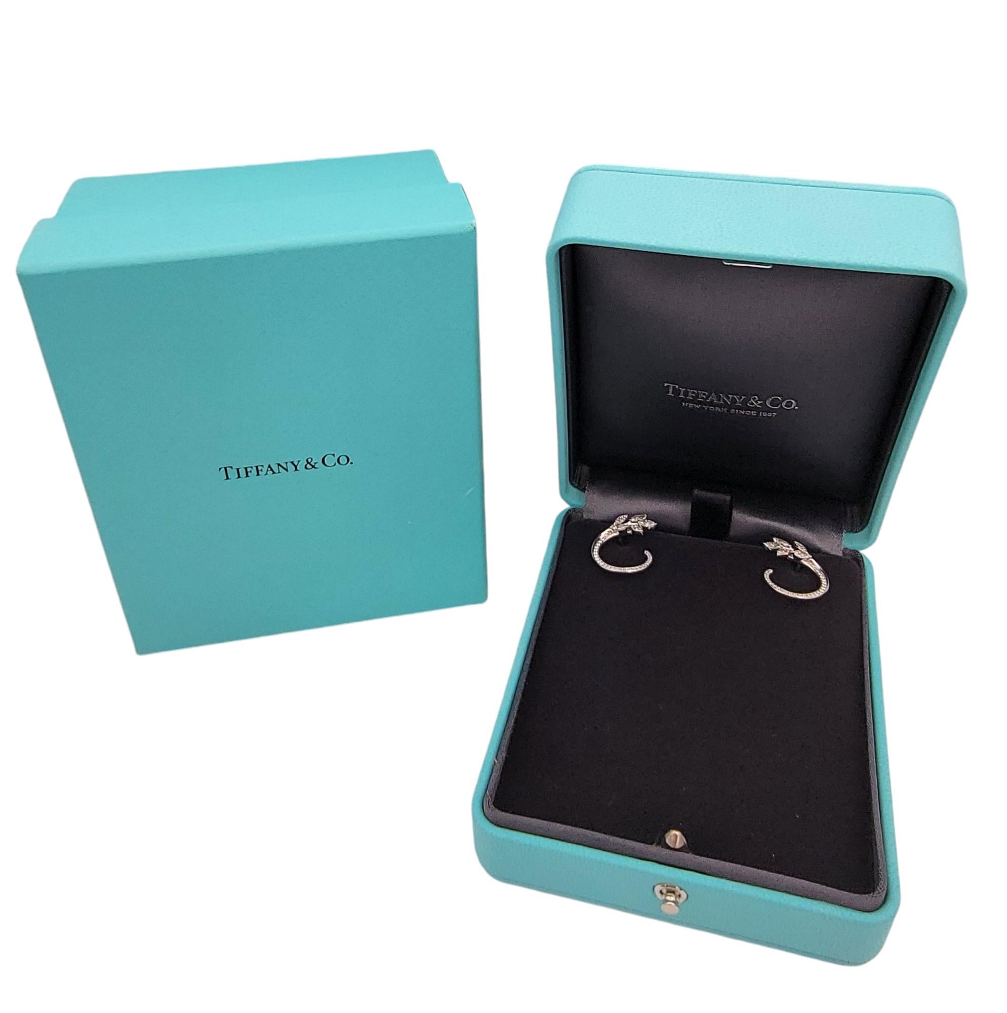 Tiffany & Co. Victoria Round and Marquise Diamond Vine Circle Platinum Earrings For Sale 4