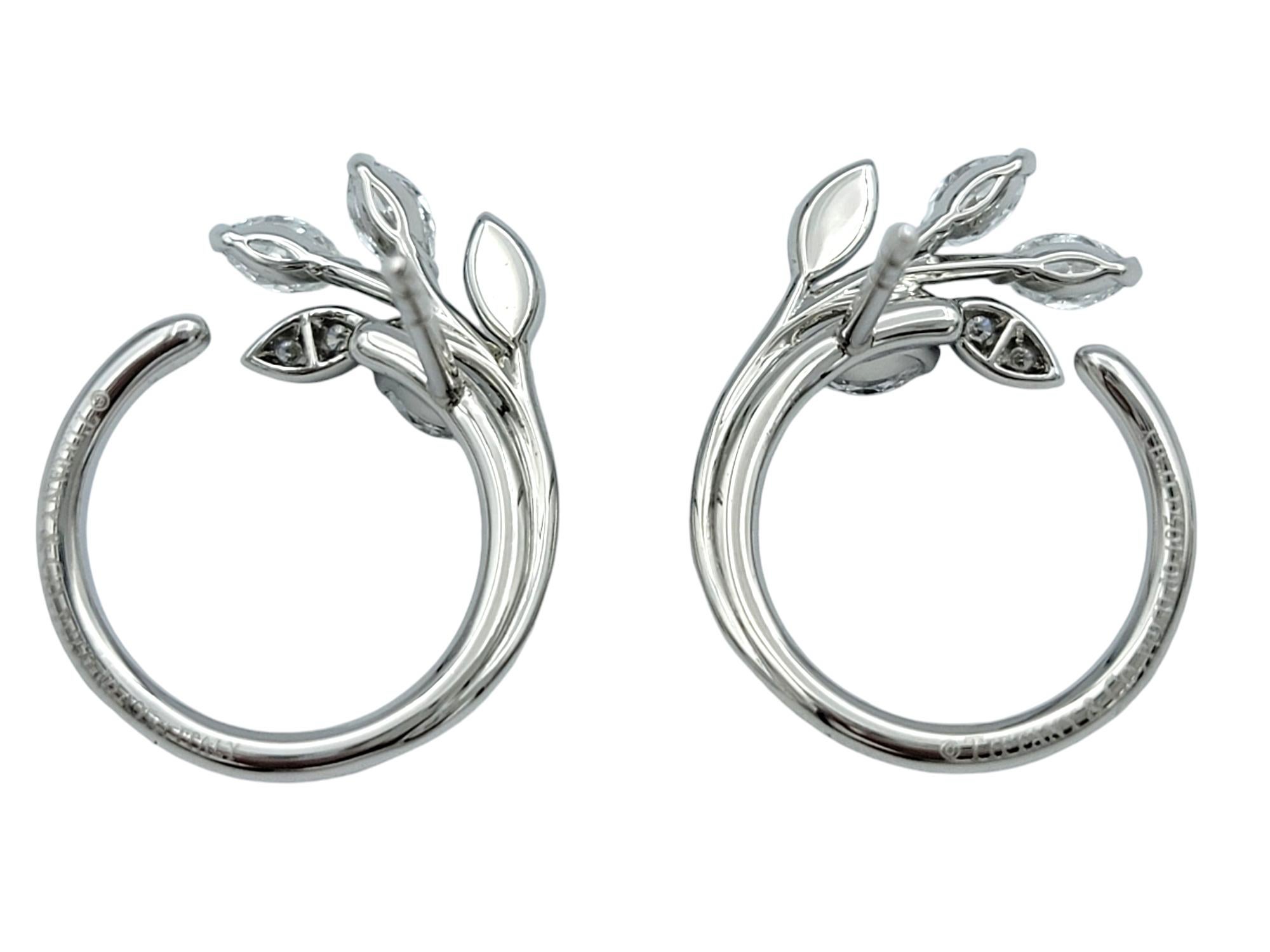 Marquise Cut Tiffany & Co. Victoria Round and Marquise Diamond Vine Circle Platinum Earrings For Sale