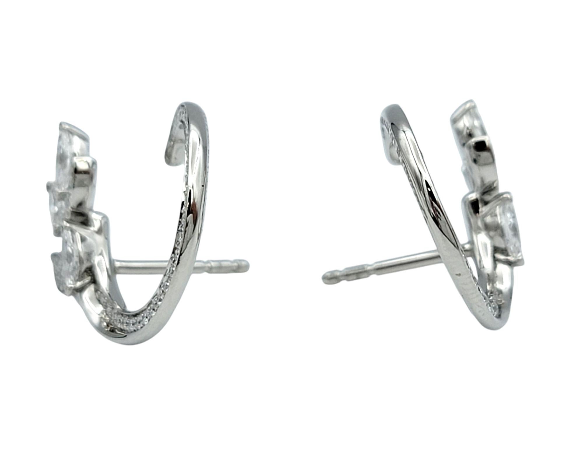 Tiffany & Co. Victoria Round and Marquise Diamond Vine Circle Platinum Earrings In Good Condition For Sale In Scottsdale, AZ