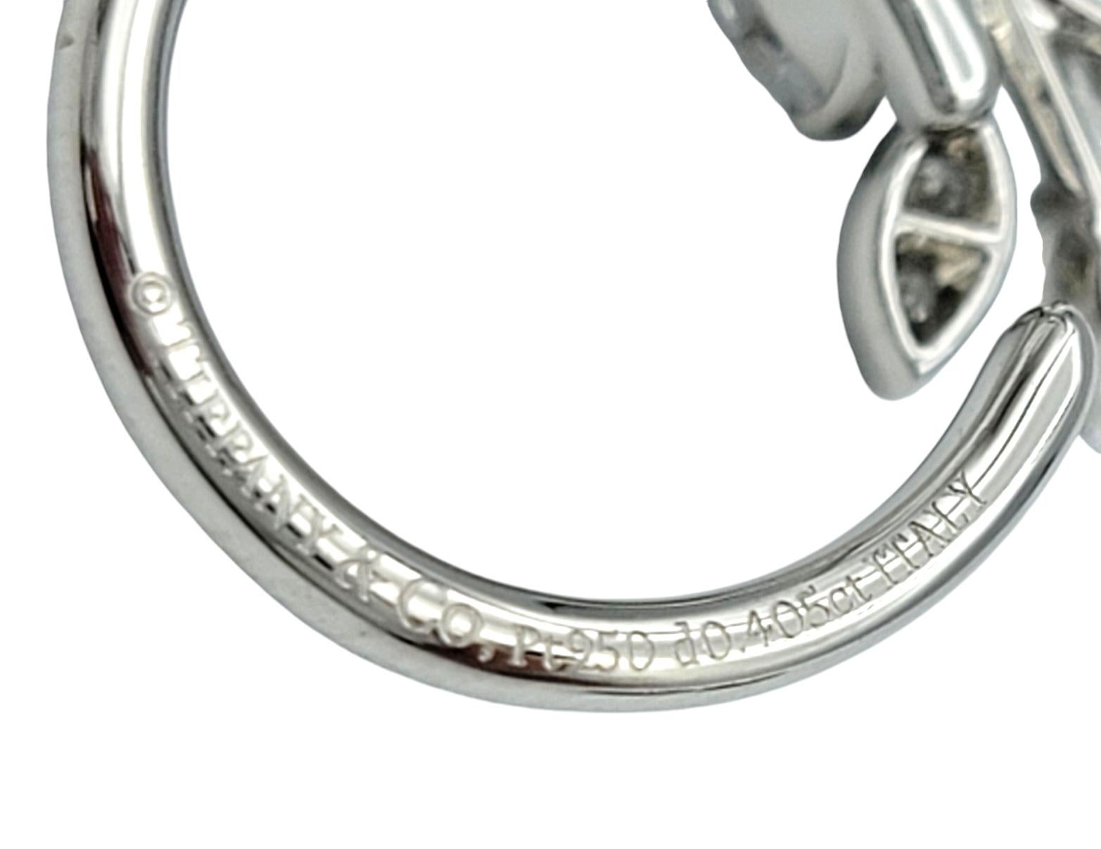 Tiffany & Co. Victoria Round and Marquise Diamond Vine Circle Platinum Earrings For Sale 2