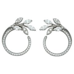 Tiffany & Co. Victoria Round and Marquise Diamond Vine Circle Platinum Earrings