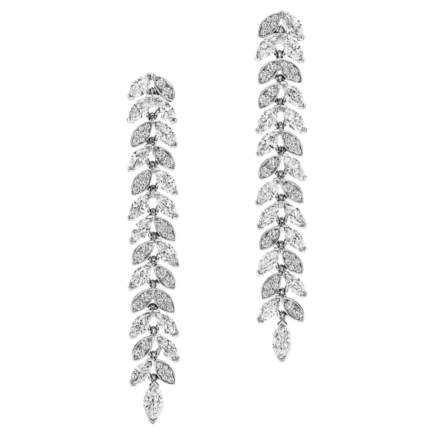 Tiffany & Co. Victoria Round and Marquise Diamond Vine Drop Earrings in Platinum
