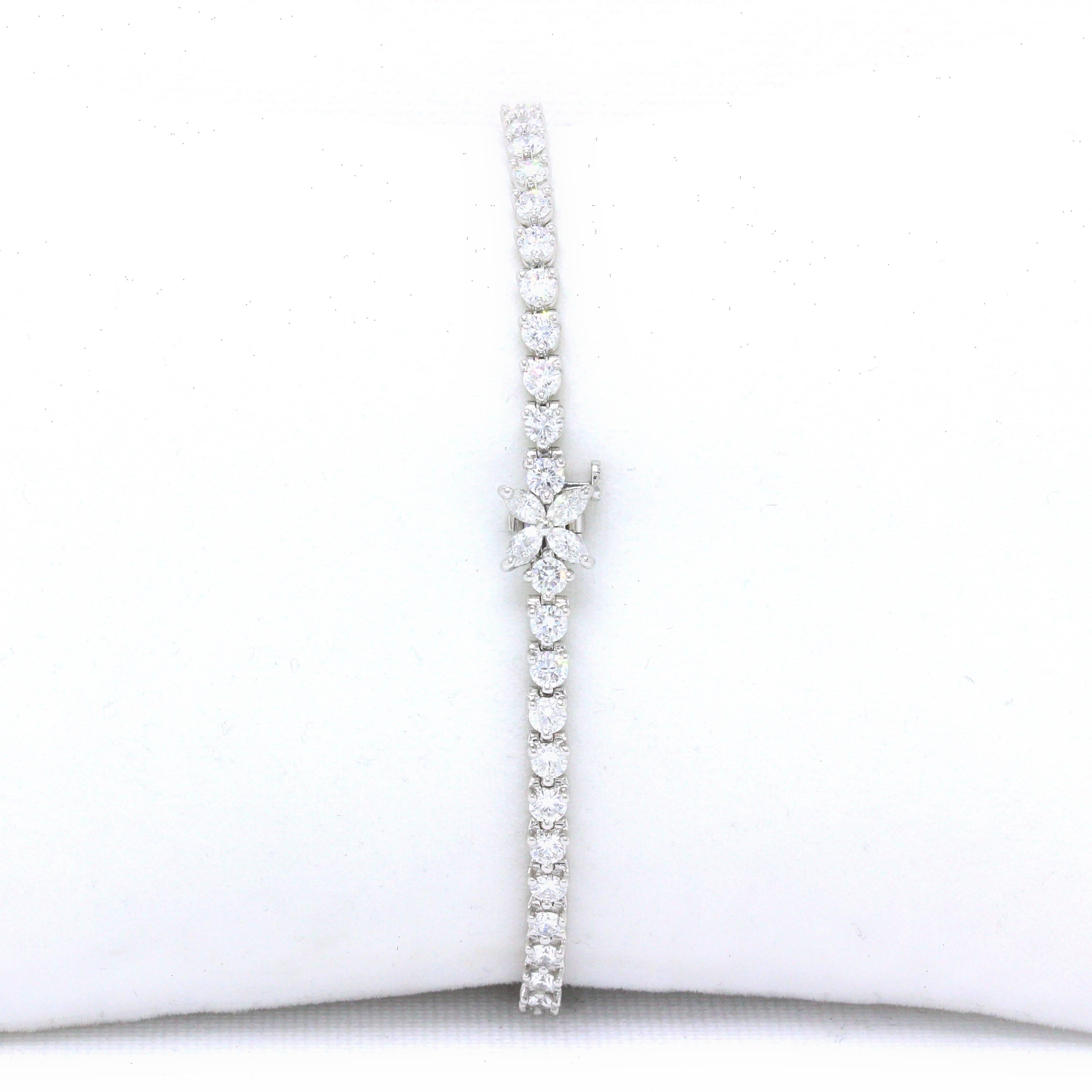 Tiffany & Co Victoria Rounds and Marquises Diamond Bracelet in Platinum 4.13TCW 2