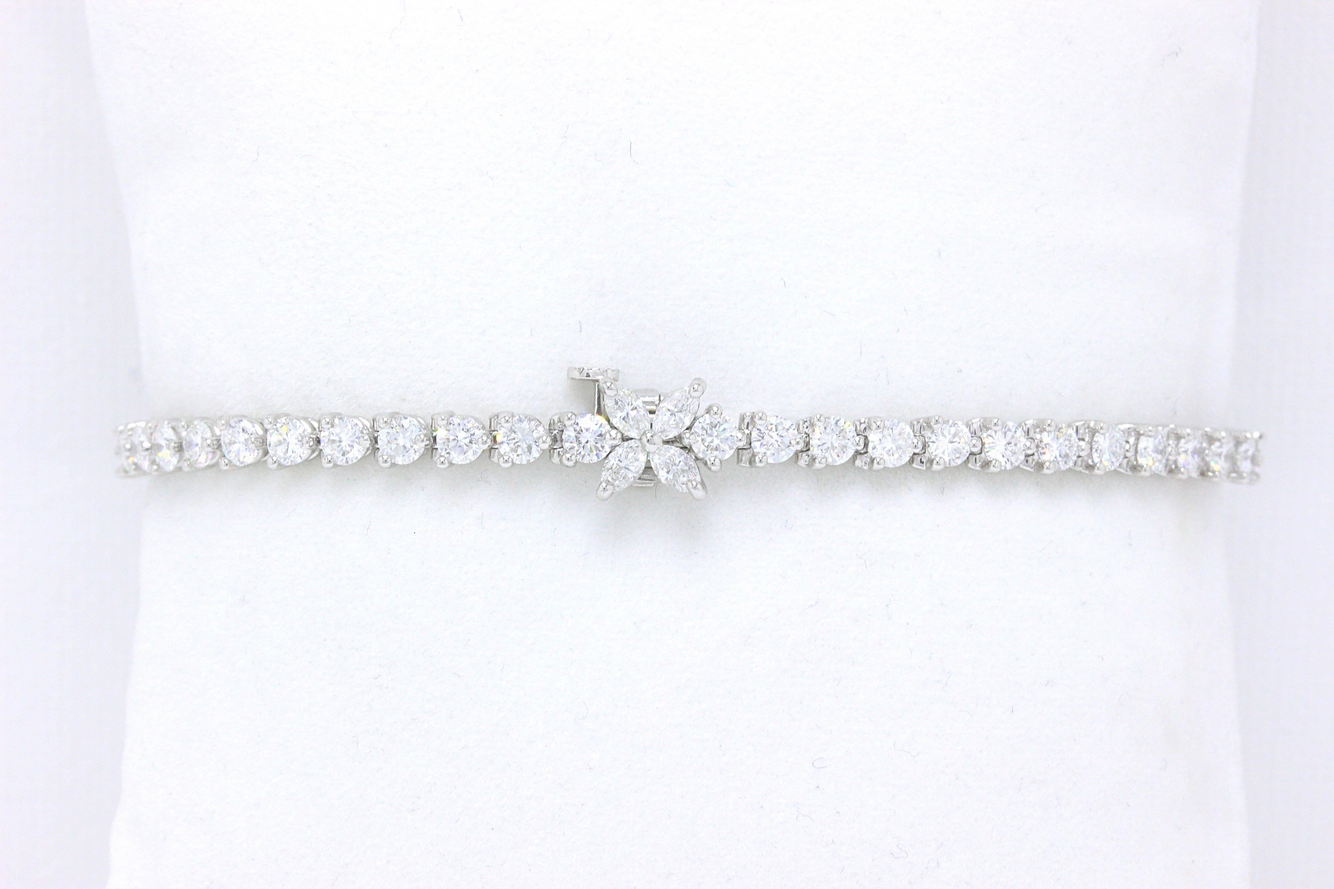 Tiffany & Co Victoria Rounds and Marquises Diamond Bracelet in Platinum 4.13TCW 4