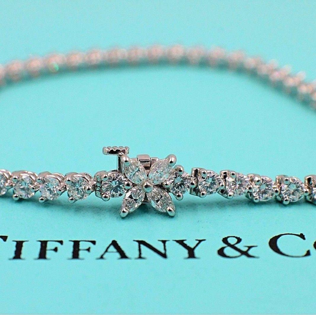 Round Cut Tiffany & Co Victoria Rounds and Marquises Diamond Bracelet in Platinum 4.13TCW