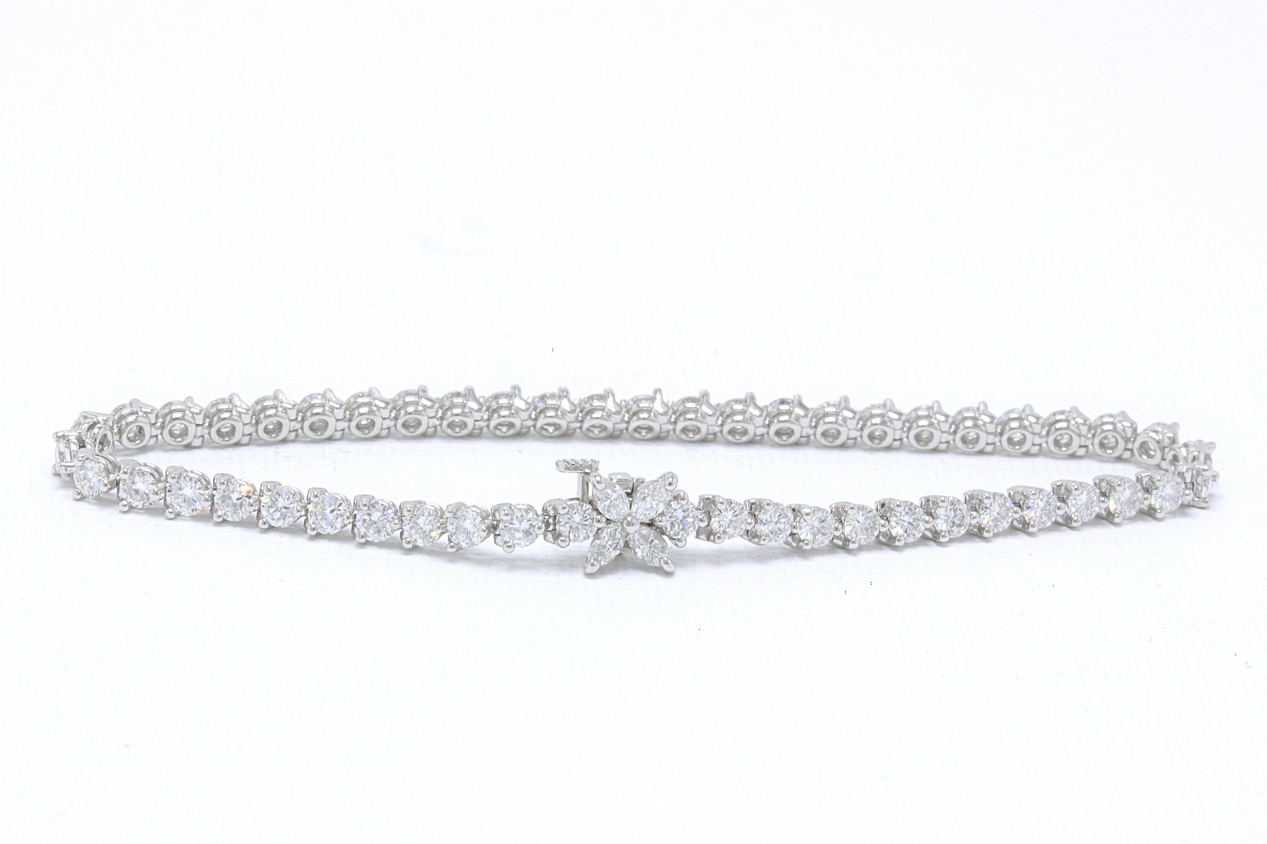 Women's or Men's Tiffany & Co Victoria Rounds and Marquises Diamond Bracelet in Platinum 4.13TCW
