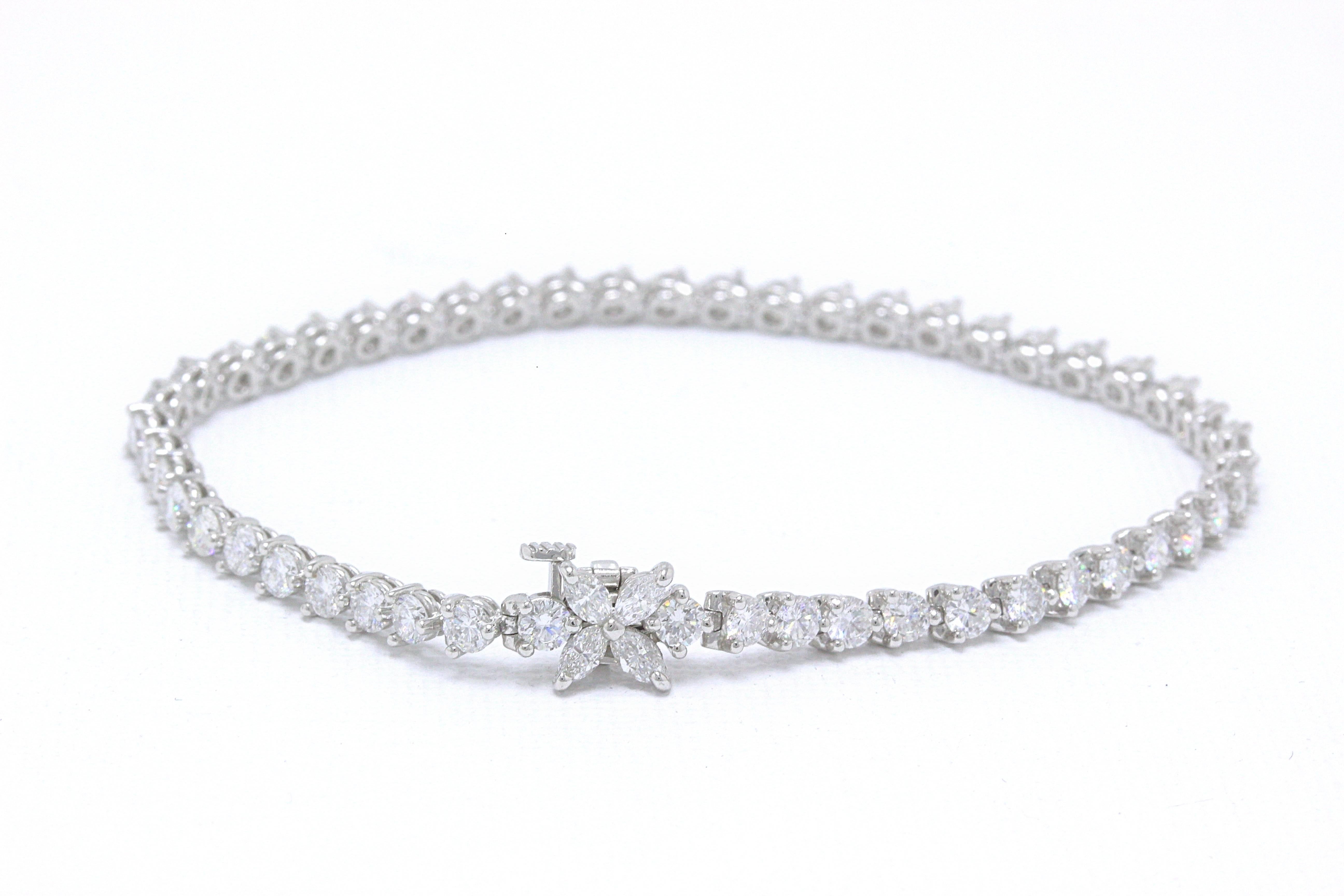 Tiffany & Co Victoria Rounds and Marquises Diamond Bracelet in Platinum 4.13TCW 1