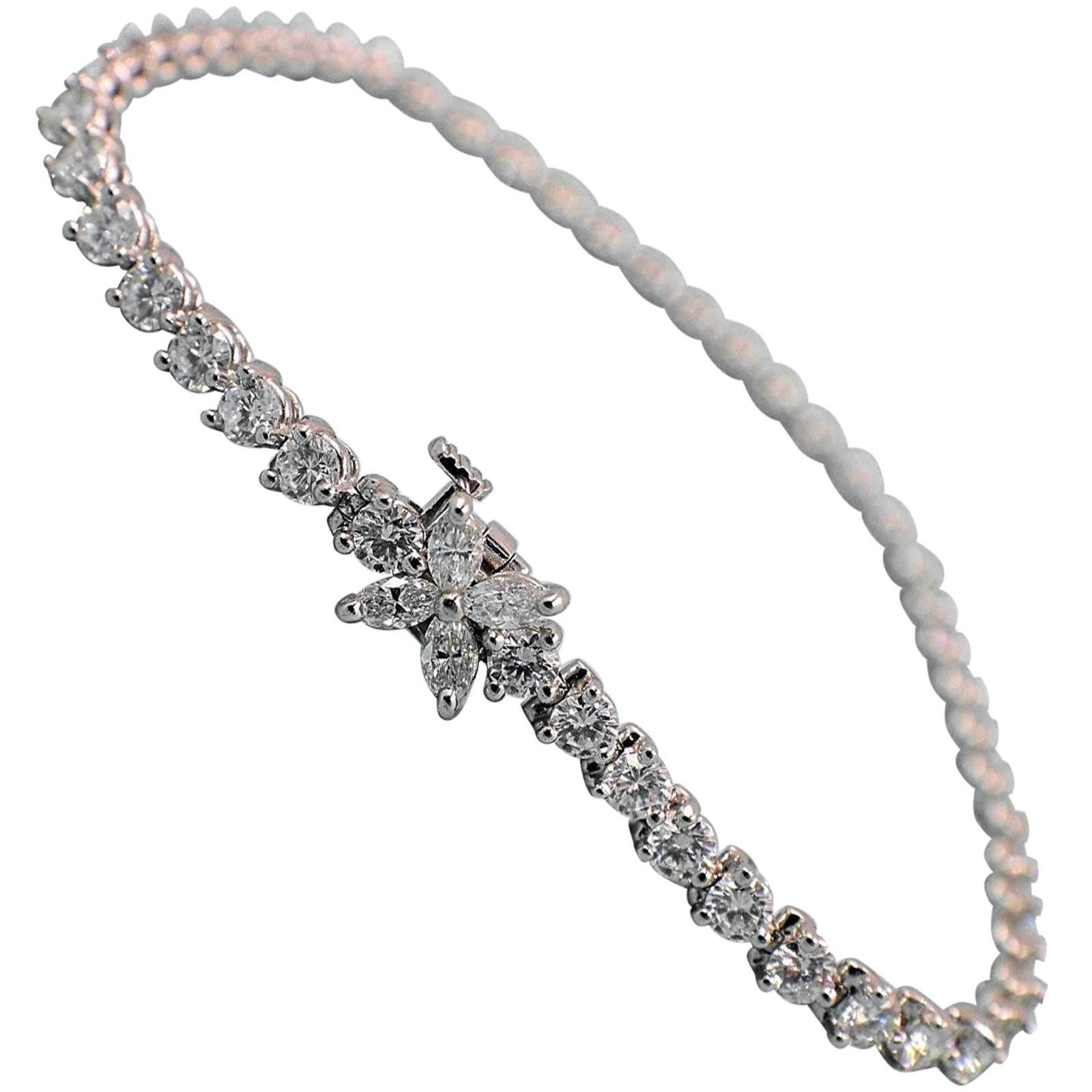 Tiffany & Co Victoria Rounds and Marquises Diamond Bracelet in Platinum 4.13TCW