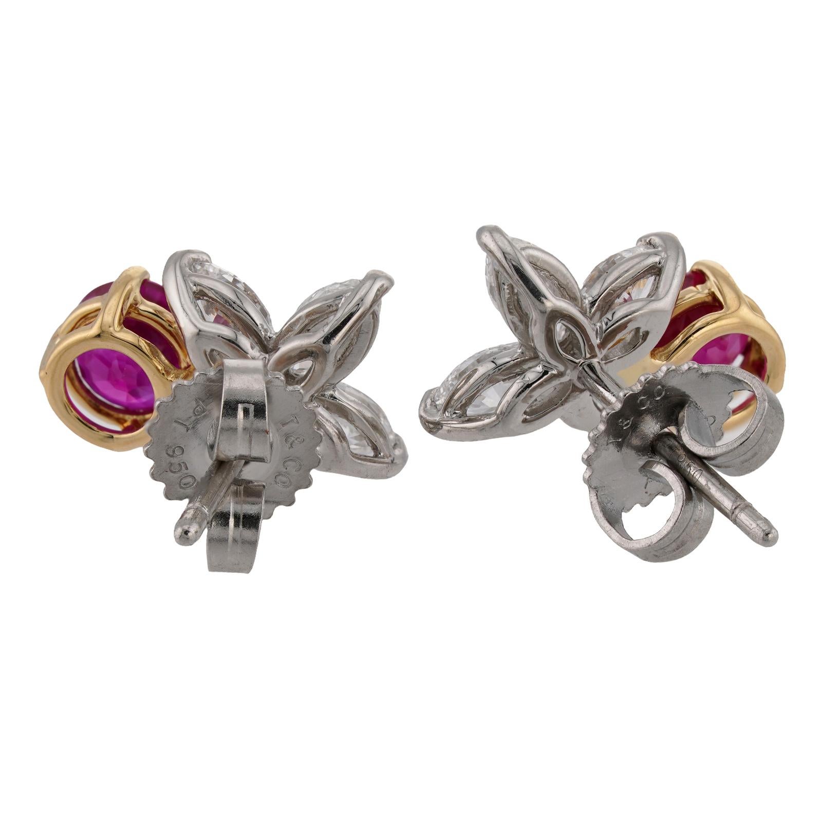 TIFFANY & CO. Victoria Burma Ruby Diamond Platinum Earrings.GIA For Sale 3