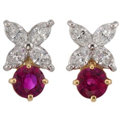 TIFFANY & CO. Boucles d'oreilles Victoria Burma Rubis Diamant Platine.GIA