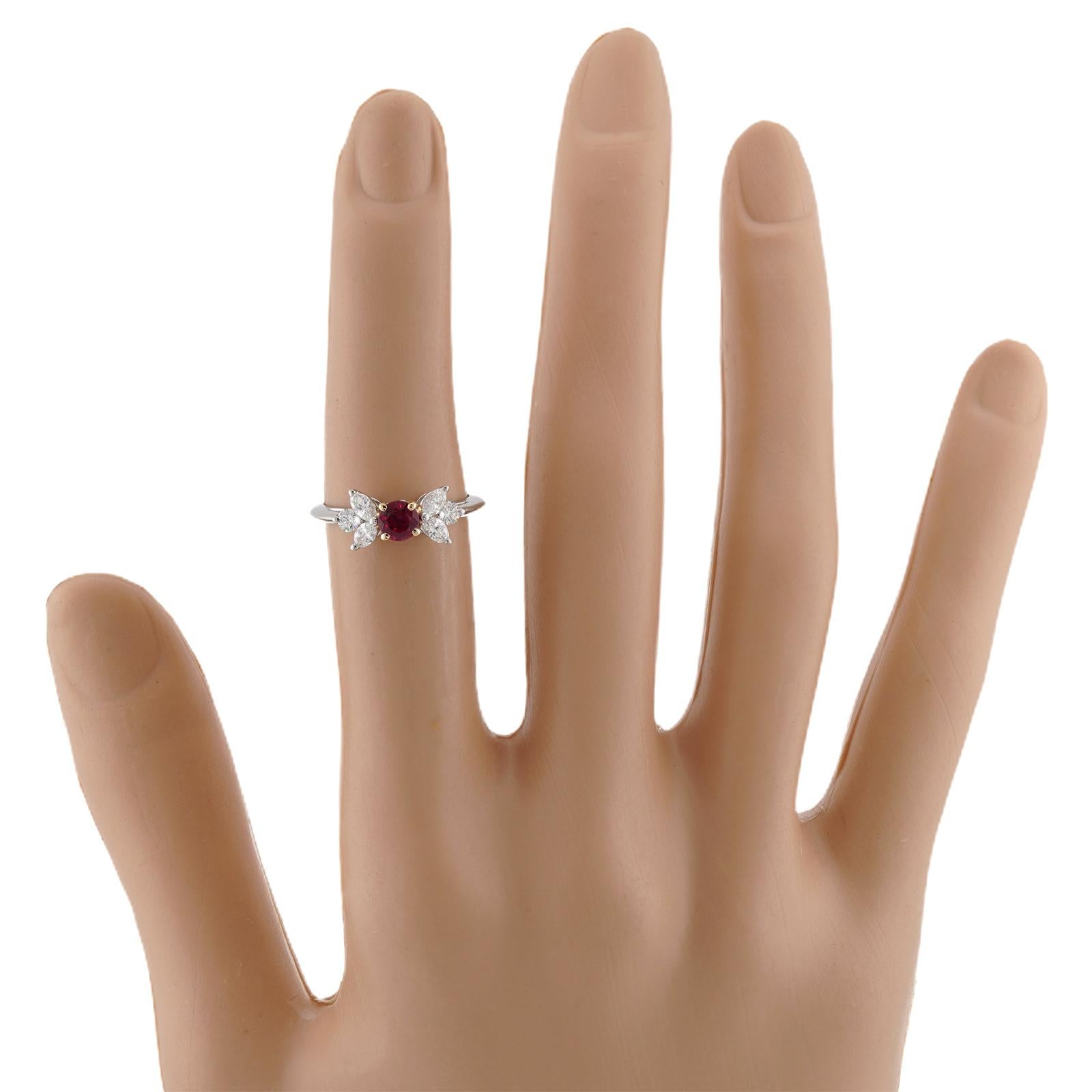 Women's TIFFANY & CO. Victoria Ruby Diamond Platinum Ring 51 For Sale