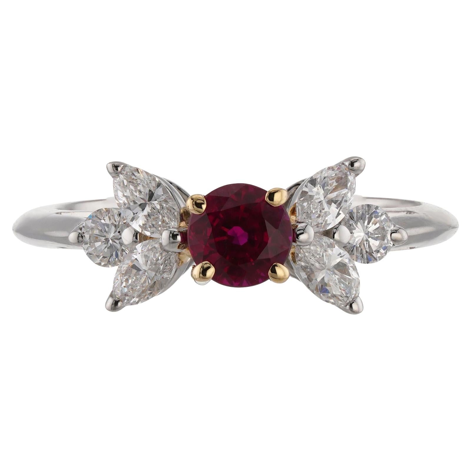 TIFFANY & CO. Victoria Ruby Diamond Platinum Ring 51 For Sale 1