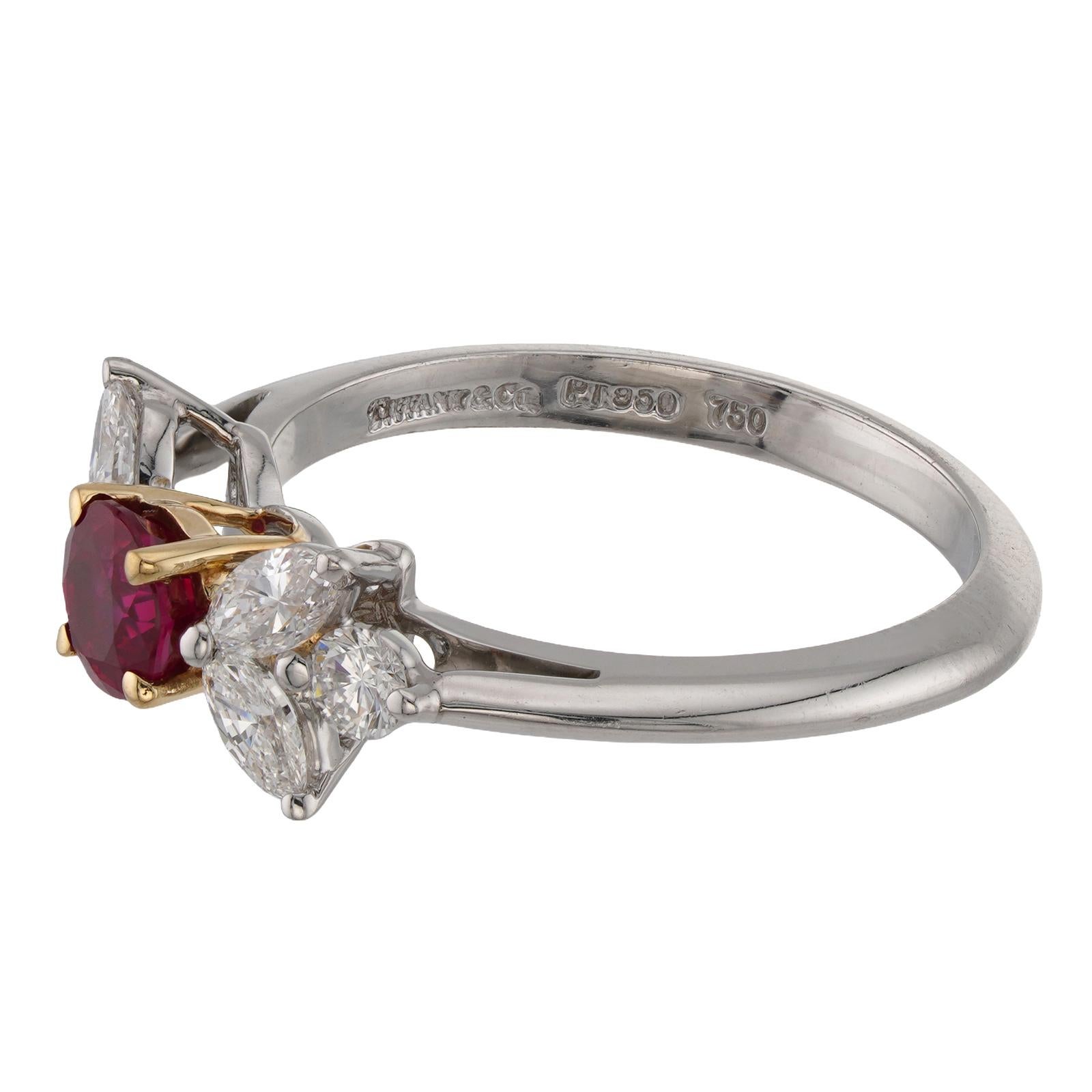 TIFFANY & CO. Victoria Ruby Diamond Platinum Ring 51 For Sale 2