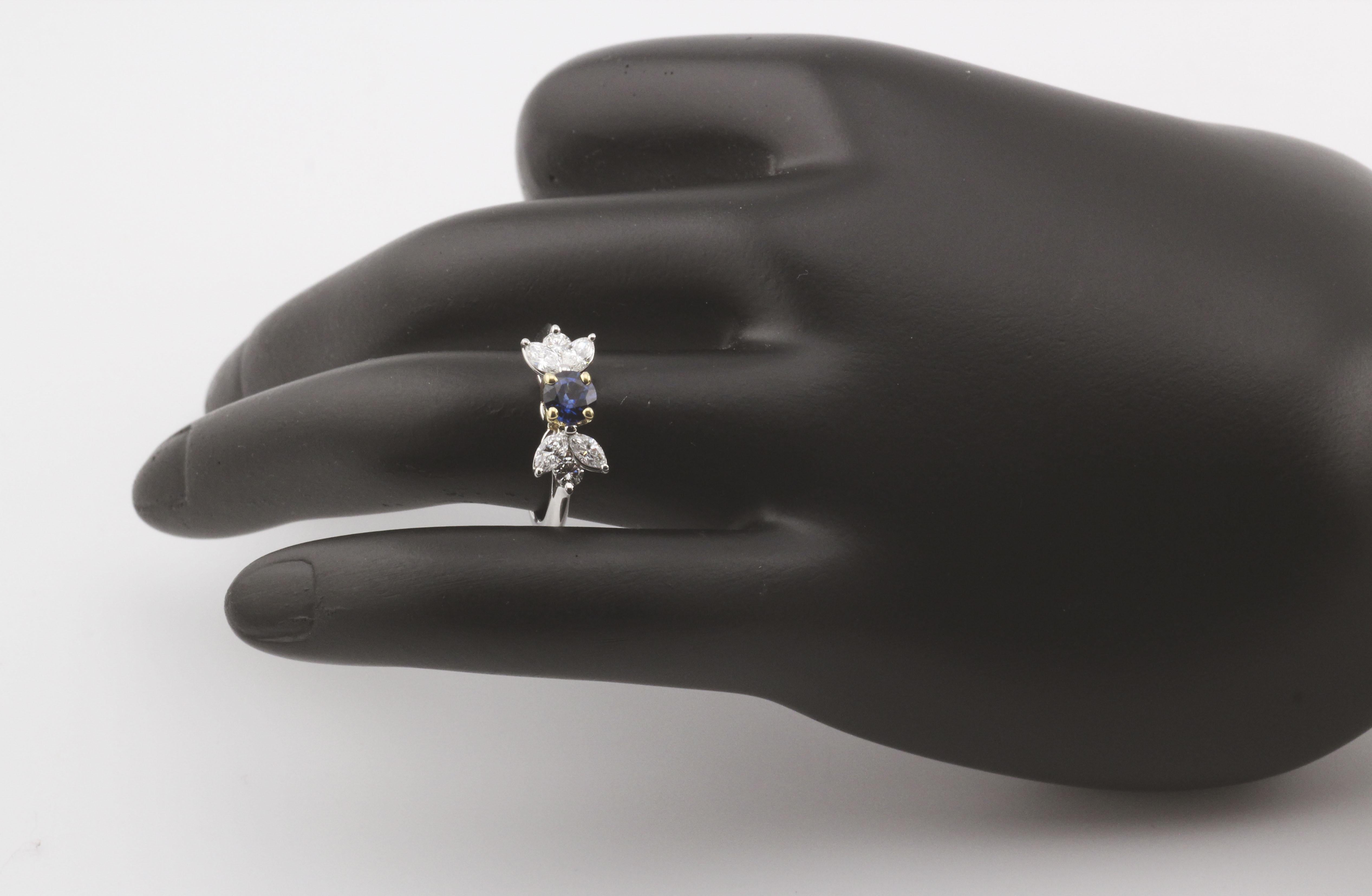 Tiffany & Co. Victoria Saphir Diamant 18k Gold Platin Ring Größe 4,5 4