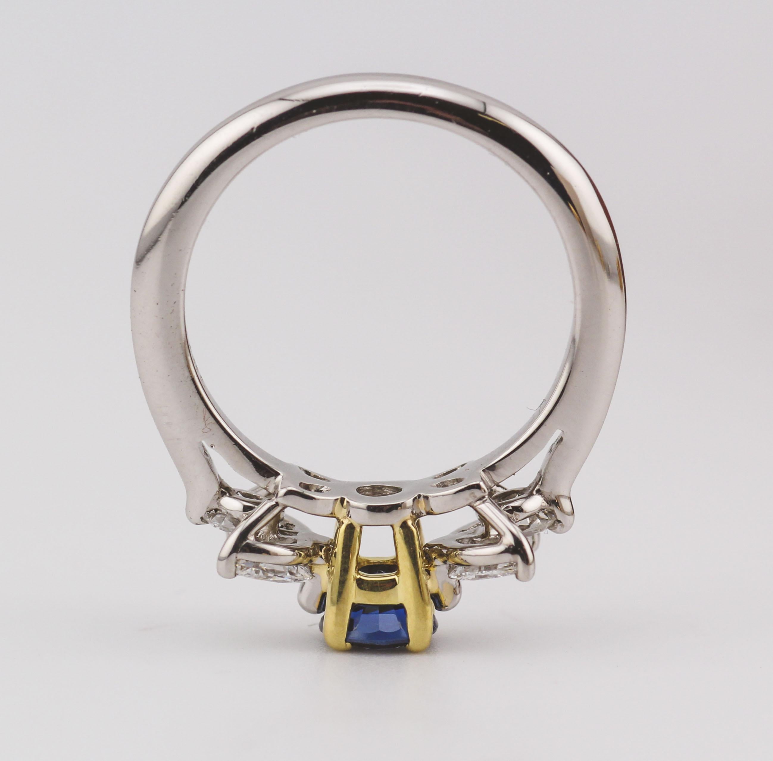 Tiffany & Co. Victoria Saphir Diamant 18k Gold Platin Ring Größe 4,5 5