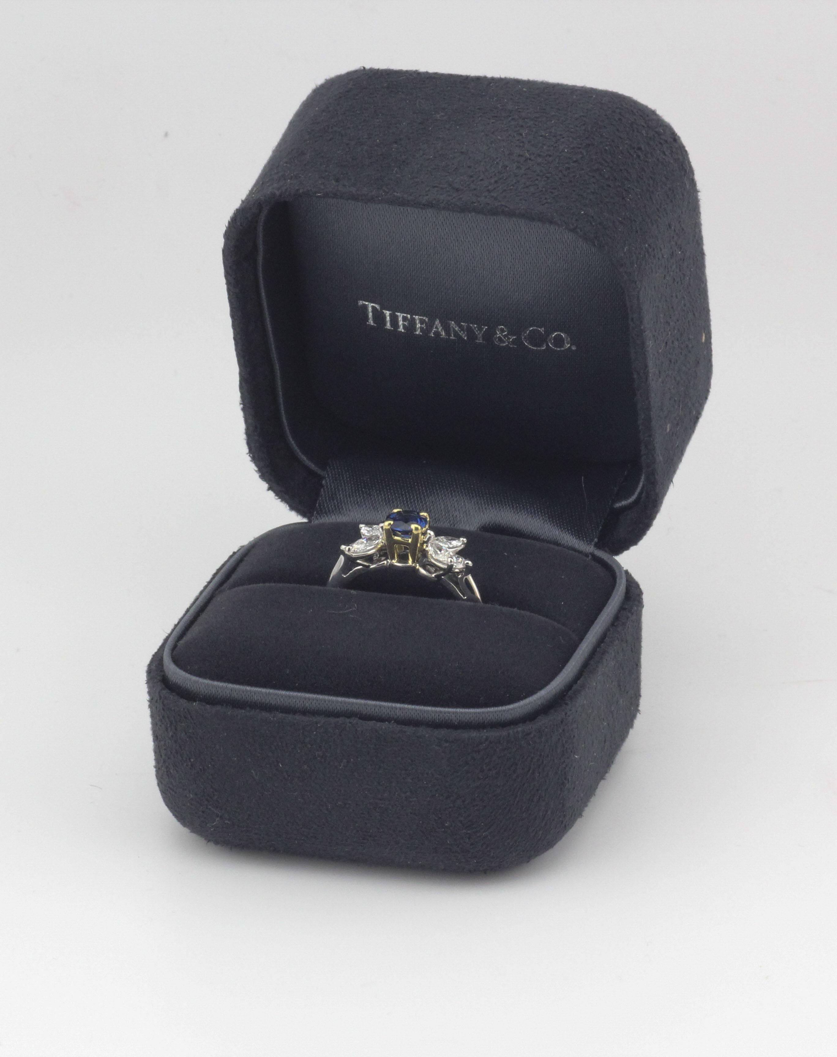 Tiffany & Co. Victoria Saphir Diamant 18k Gold Platin Ring Größe 4,5 6