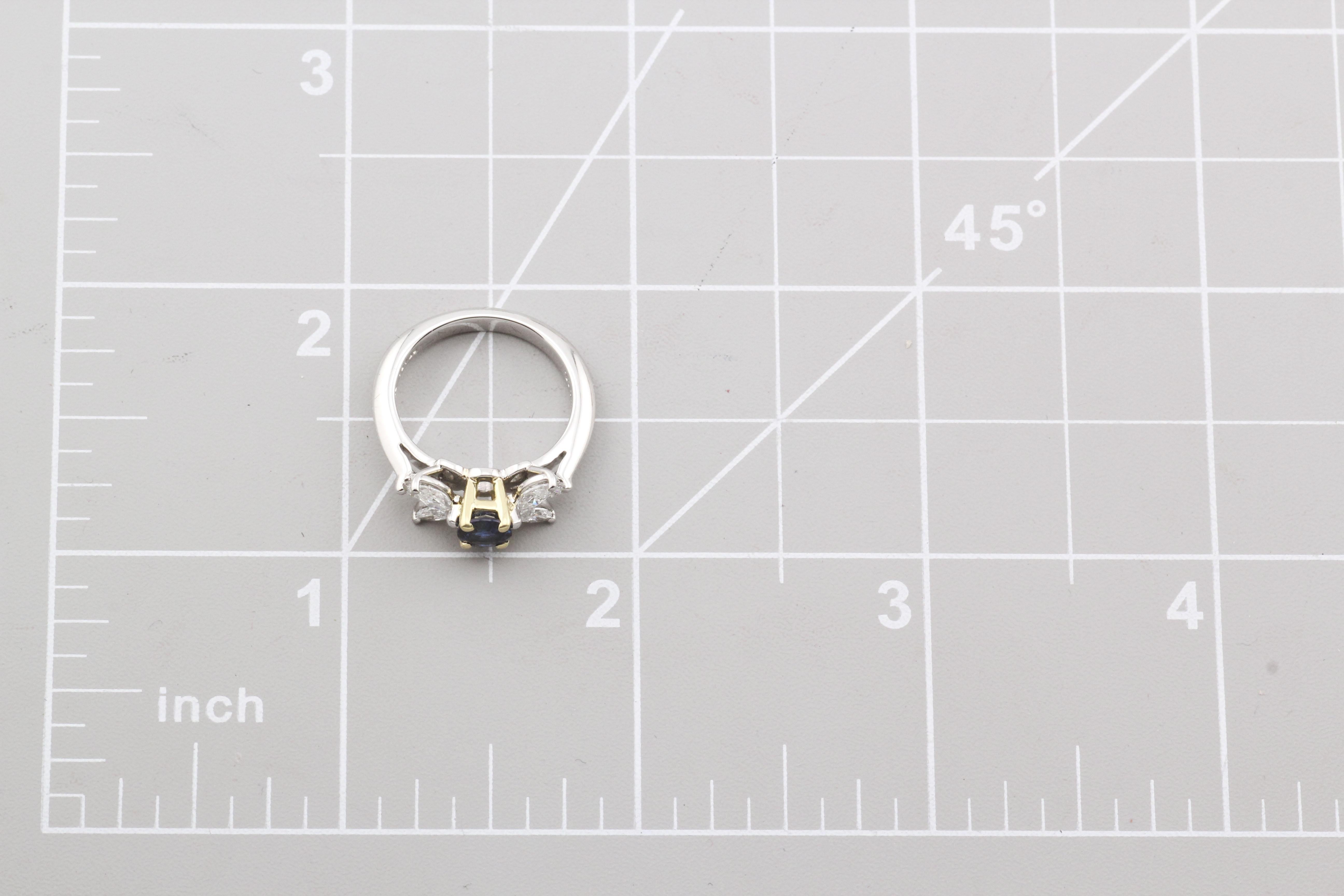 Tiffany & Co. Victoria Saphir Diamant 18k Gold Platin Ring Größe 4,5 7