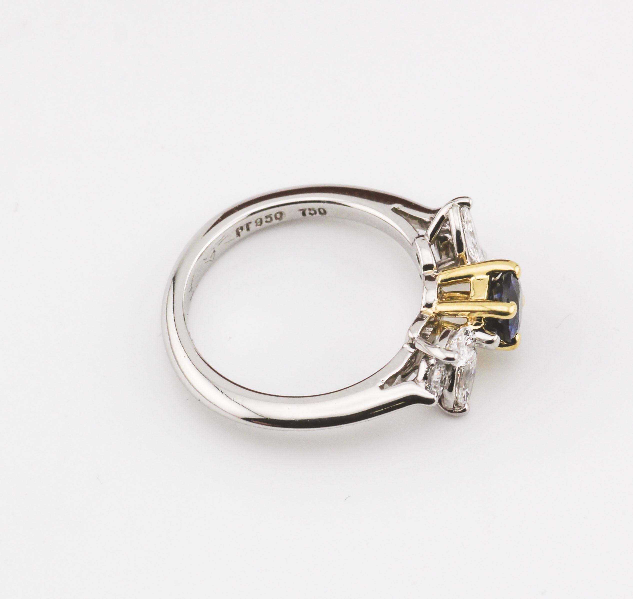 Tiffany & Co. Victoria Saphir Diamant 18k Gold Platin Ring Größe 4,5 Damen