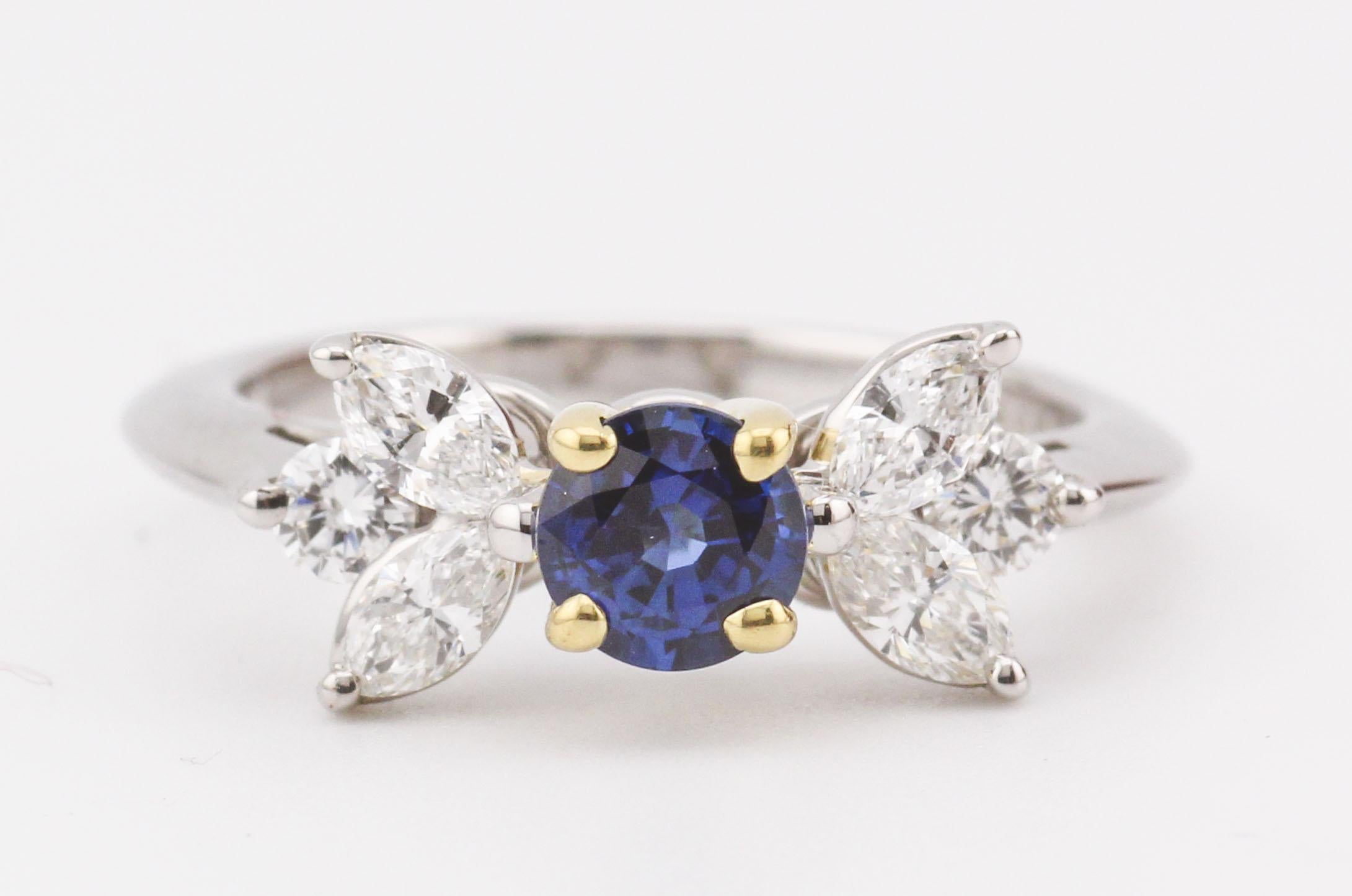 Tiffany & Co. Victoria Saphir Diamant 18k Gold Platin Ring Größe 4,5 1