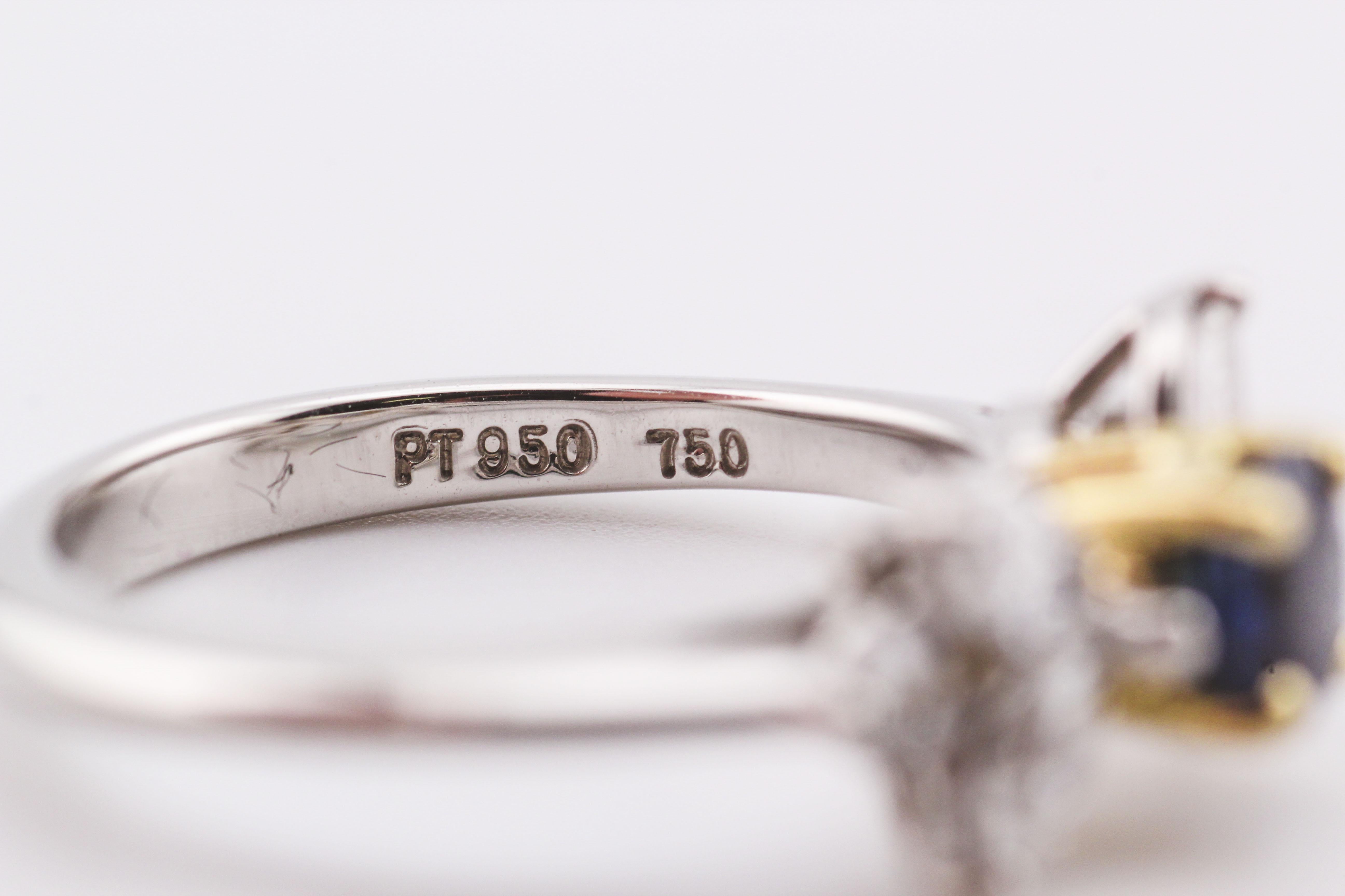 Tiffany & Co. Victoria Saphir Diamant 18k Gold Platin Ring Größe 4,5 3