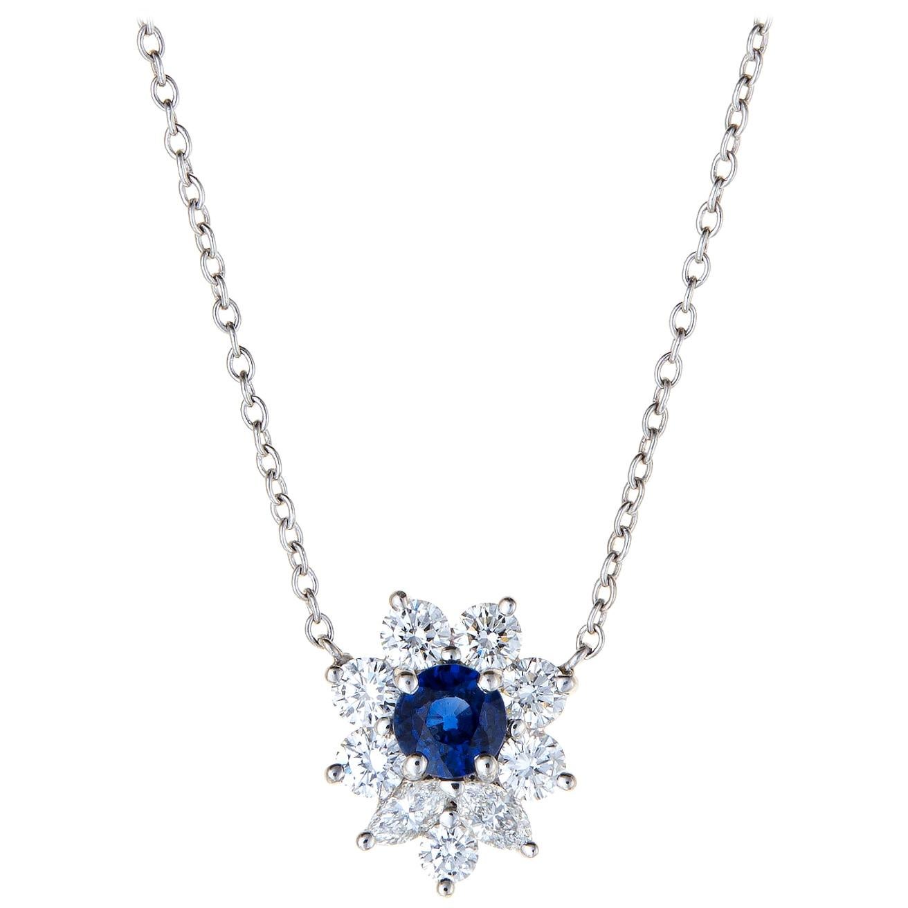 Tiffany & Co. Victoria Sapphire Diamond Necklace Platinum Estate Fine Jewelry
