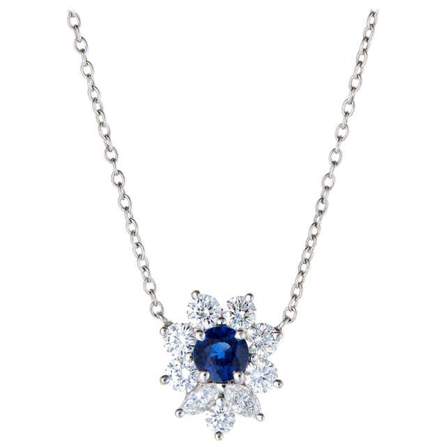 Tiffany and Co. Victoria Sapphire Diamond Necklace Platinum Estate Fine ...