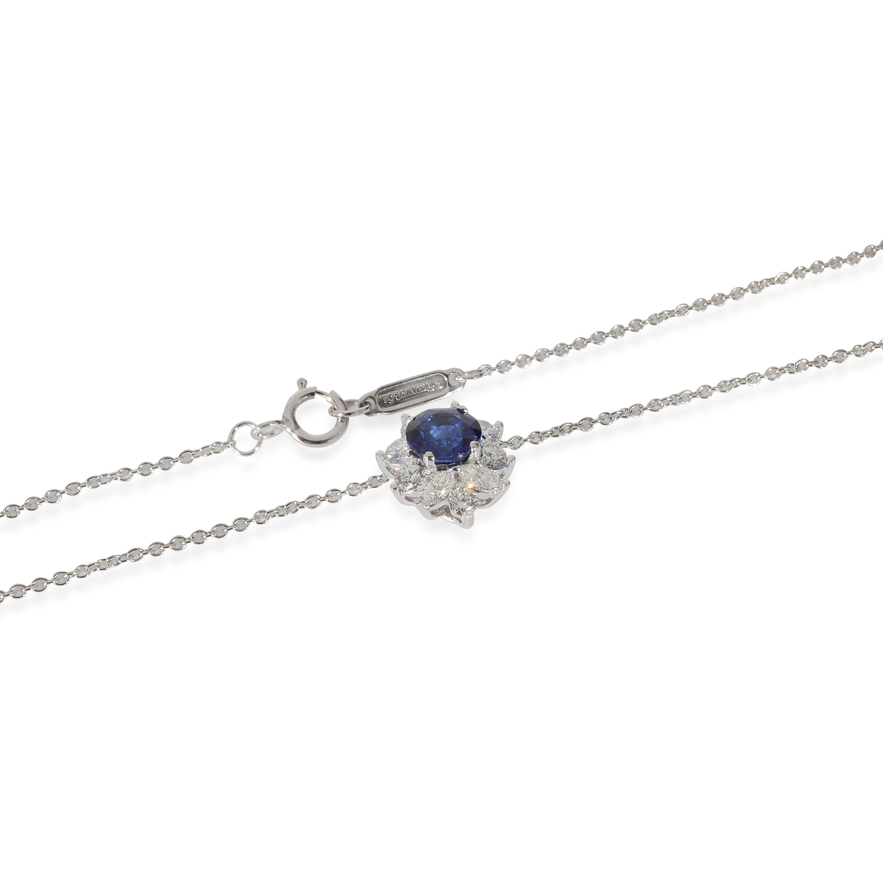 Tiffany & Co. Victoria Sapphire Diamond Pendant in Platinum 0.53 CTW In Excellent Condition In New York, NY