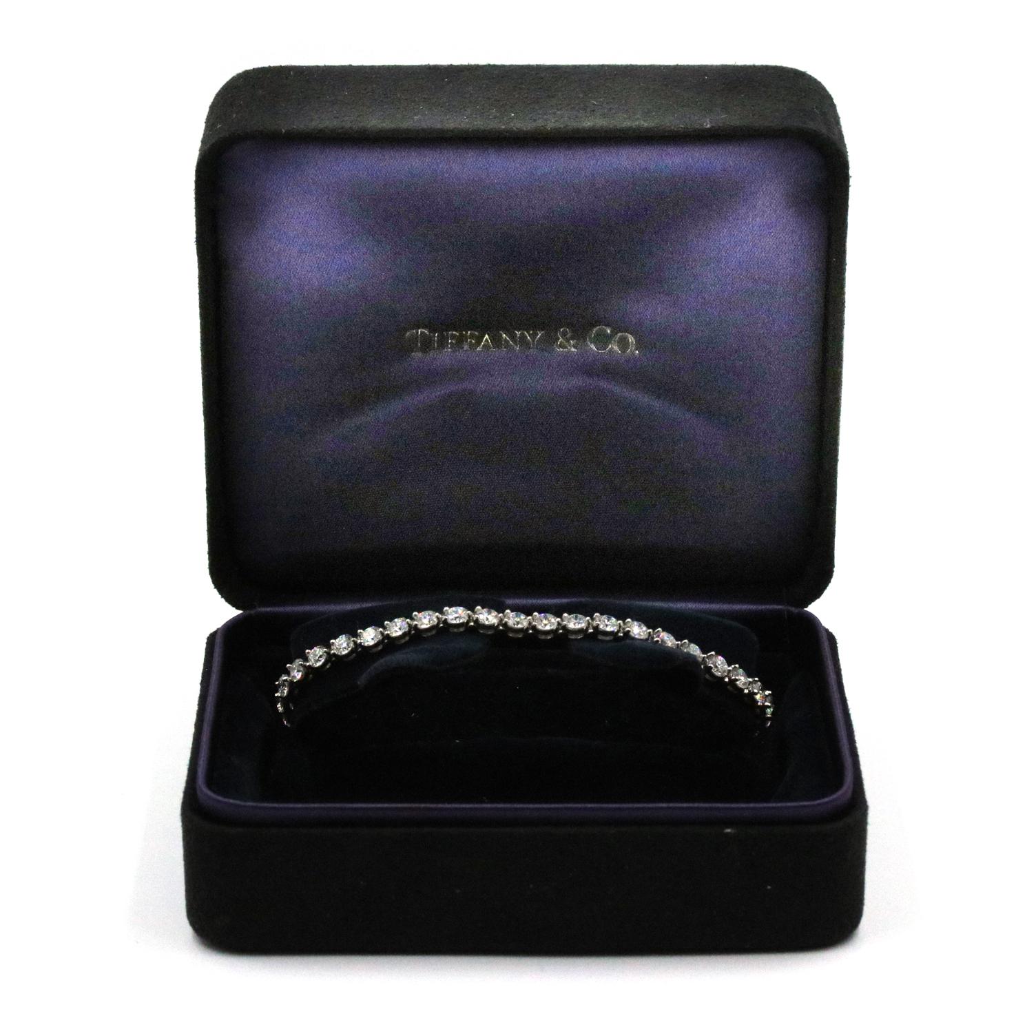 Tiffany & Co. Victoria Tennis Bracelet  In Platinum. This Bracelet Has 6.53 CTW Of Round And Marquise Diamonds.