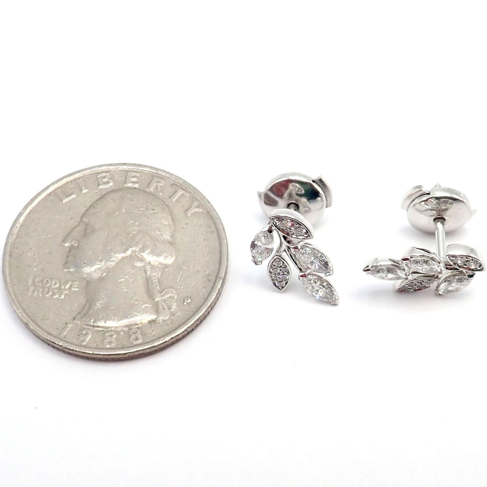 Tiffany & Co Victoria Vine Diamond Platinum Small Earrings In Excellent Condition For Sale In Holland, PA