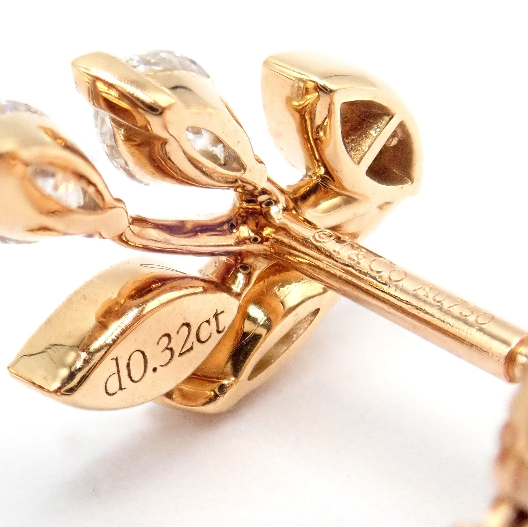 Taille Marquise Boucles d'oreilles en or rose avec diamants Victoria Vine de Tiffany & Co. en vente