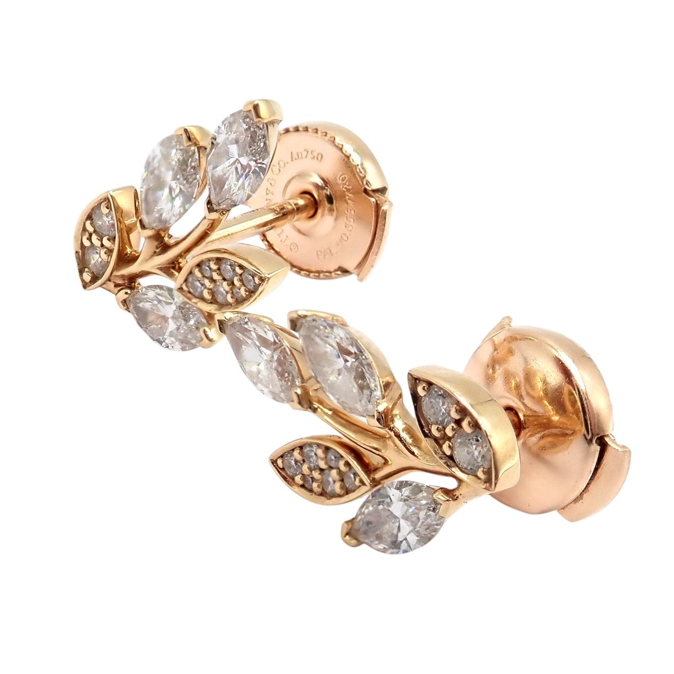 Boucles d'oreilles en or rose avec diamants Victoria Vine de Tiffany & Co. Pour femmes en vente