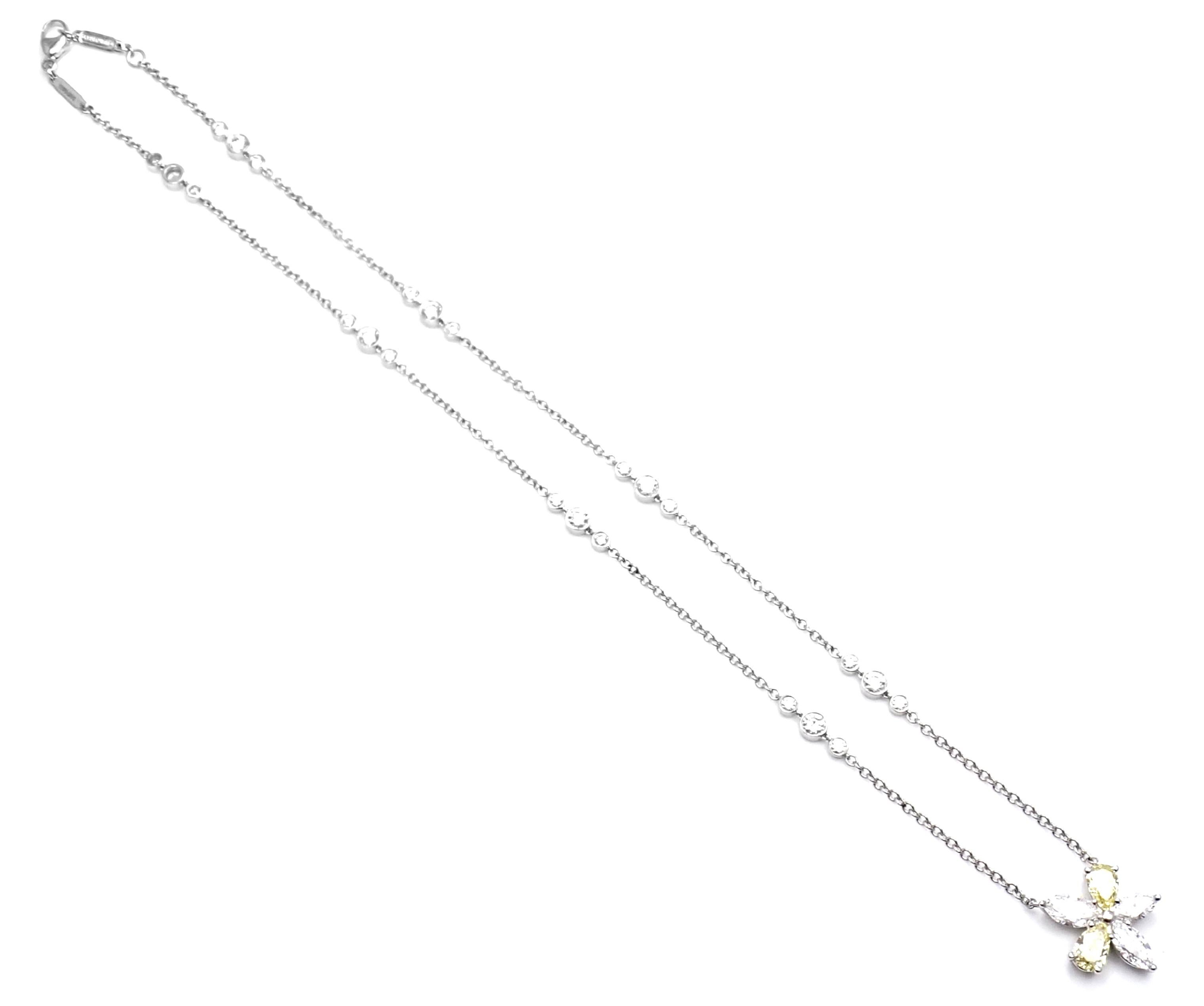 Tiffany & Co. Victoria Yellow and White Diamond Platinum Pendant Necklace 1