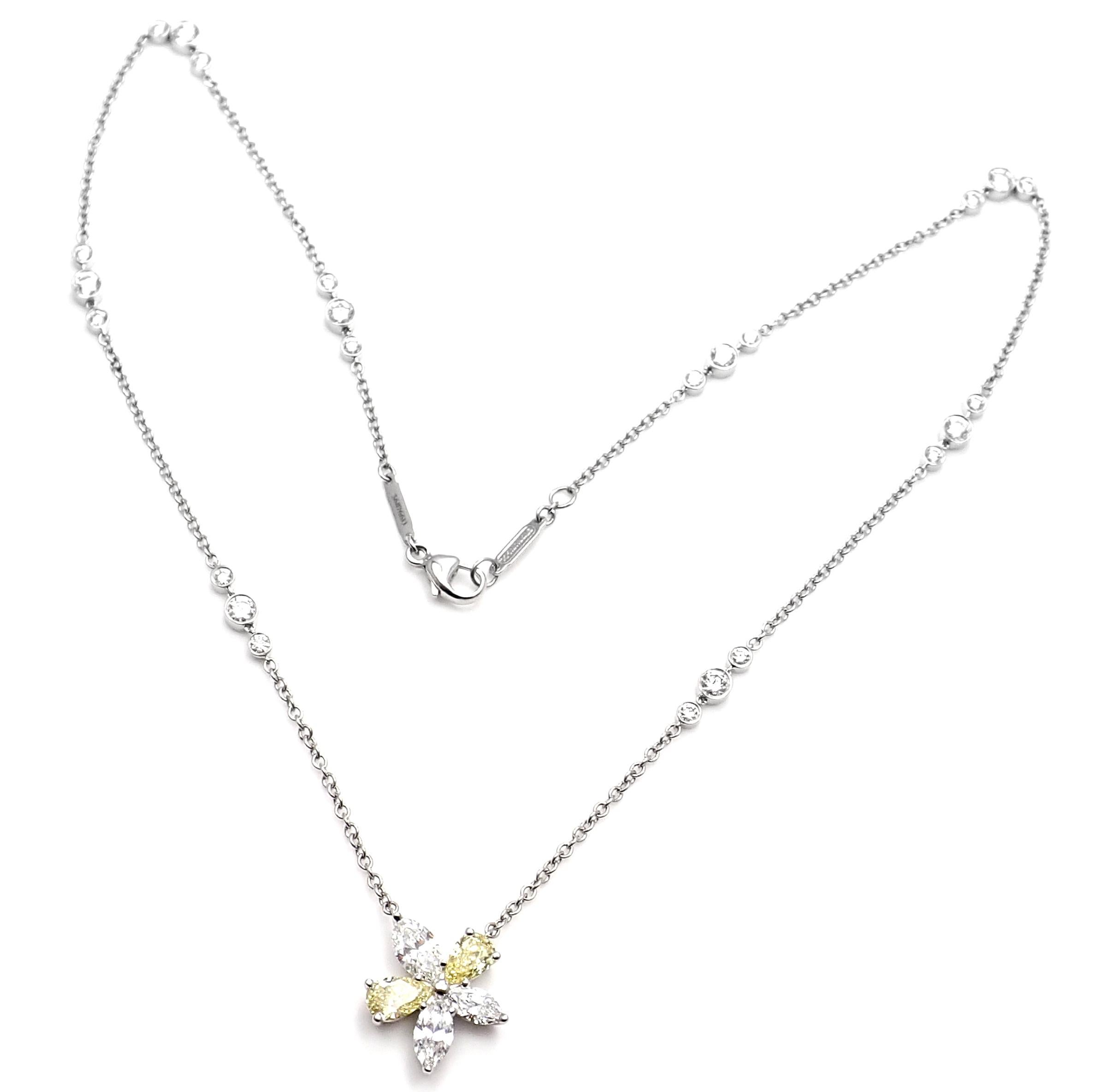 Tiffany & Co. Victoria Yellow and White Diamond Platinum Pendant Necklace 5