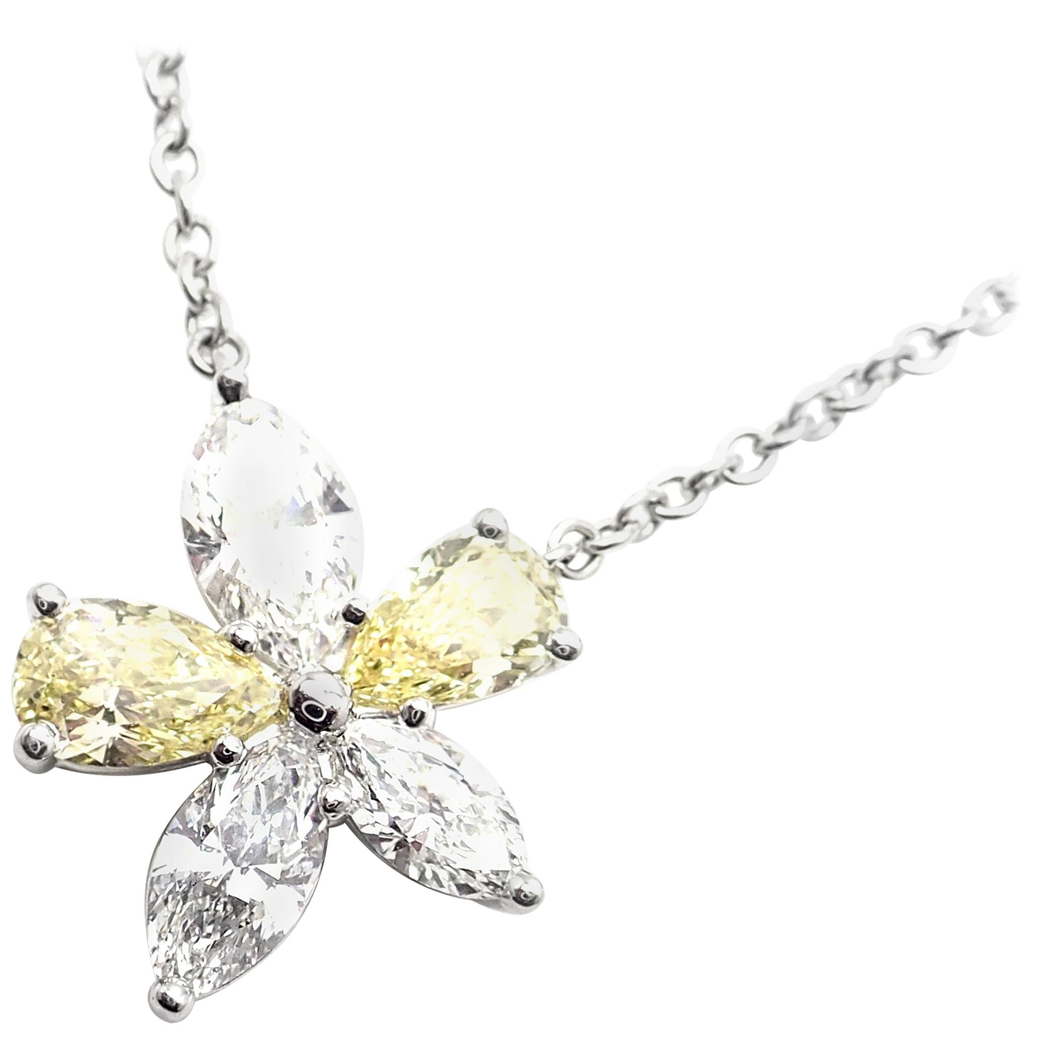 Tiffany & Co. Victoria Yellow and White Diamond Platinum Pendant Necklace